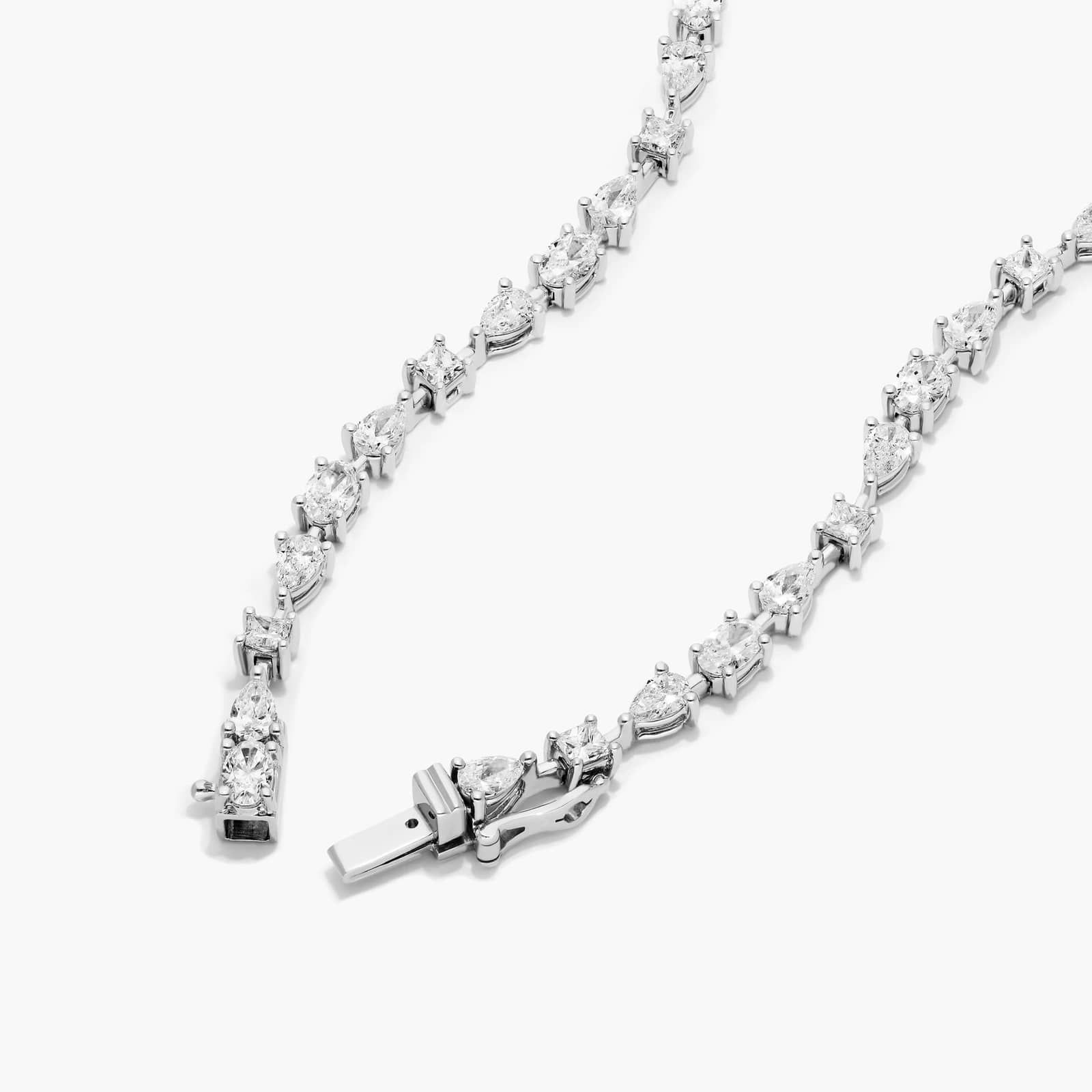14K White Gold Fancy Array Lab-Grown Diamond Tennis Necklace