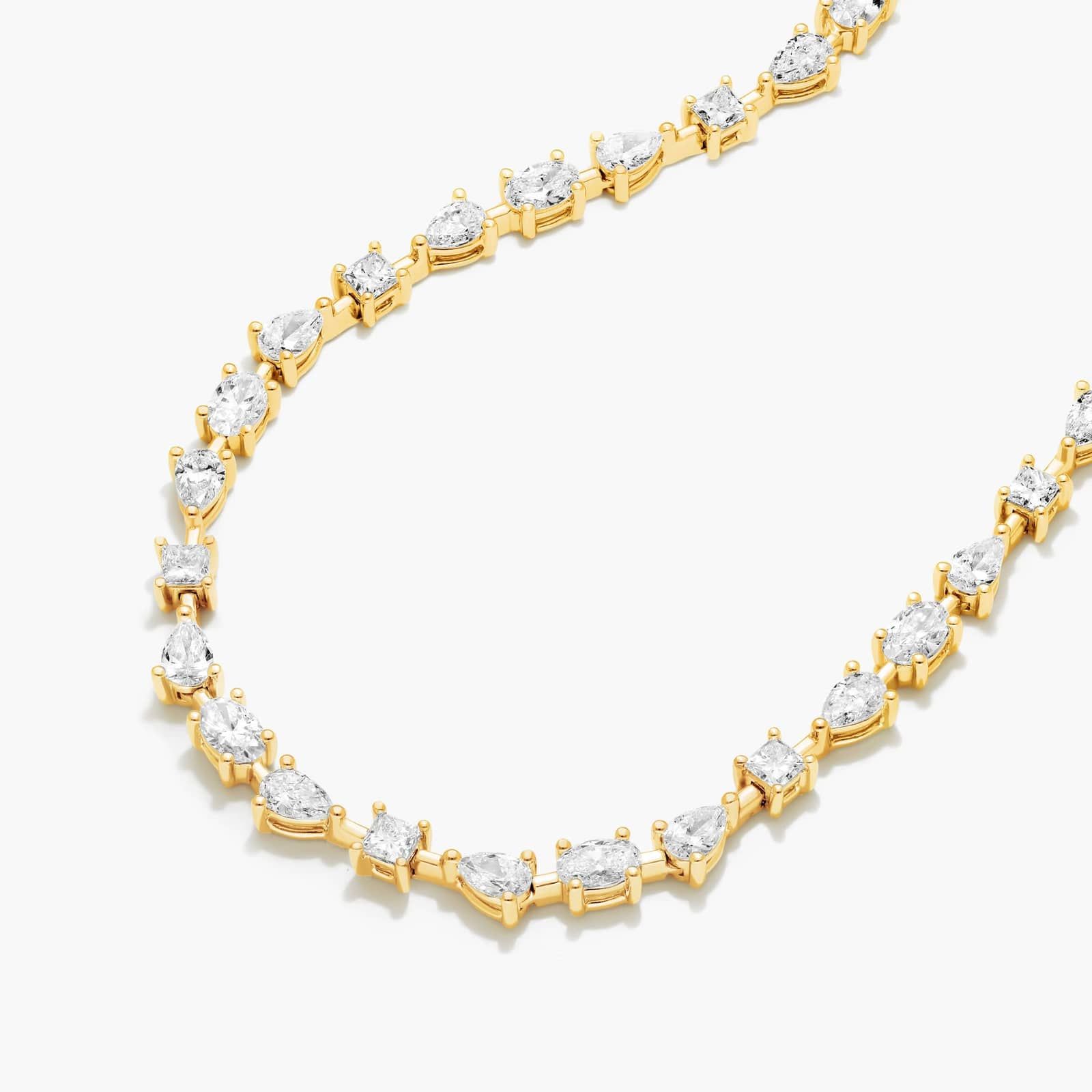 14K Yellow Gold Fancy Array Lab-Grown Diamond Tennis Necklace