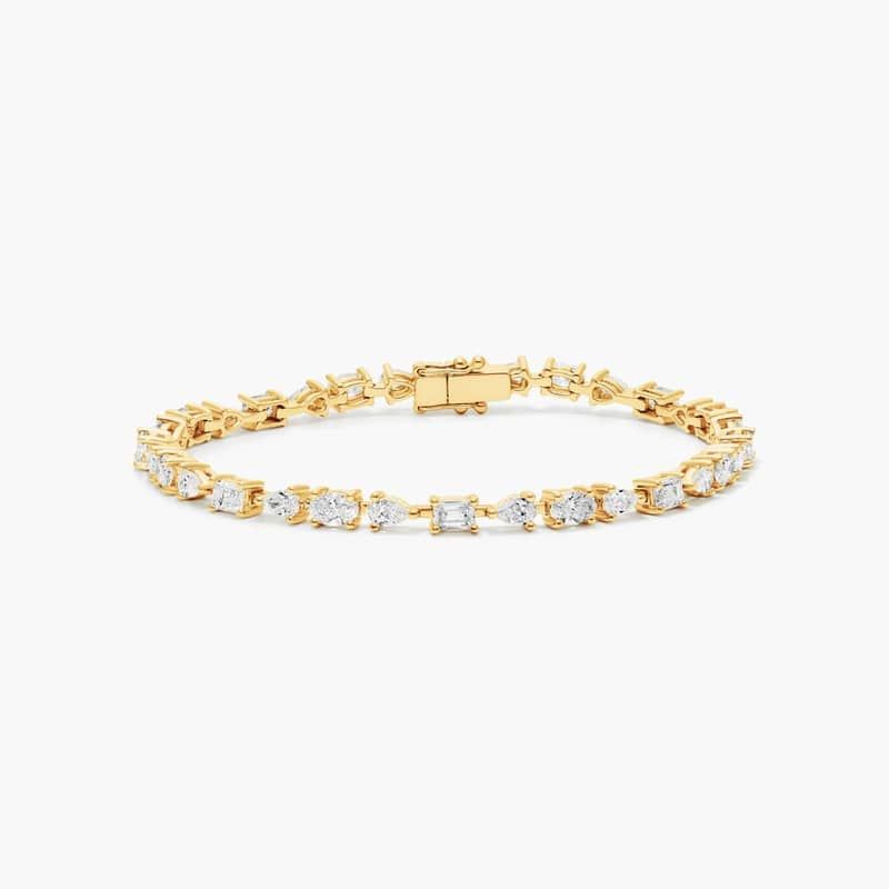Lab-Grown Diamond Fancy Array Tennis Bracelet In 14K Yellow Gold