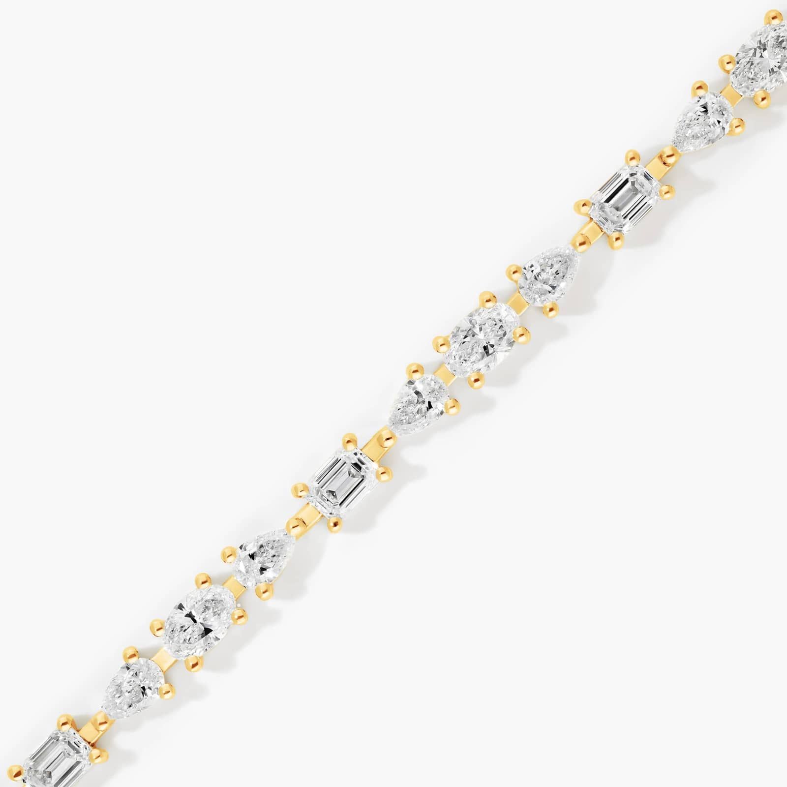 Lab-Grown Diamond Fancy Array Tennis Bracelet In 14K Yellow Gold
