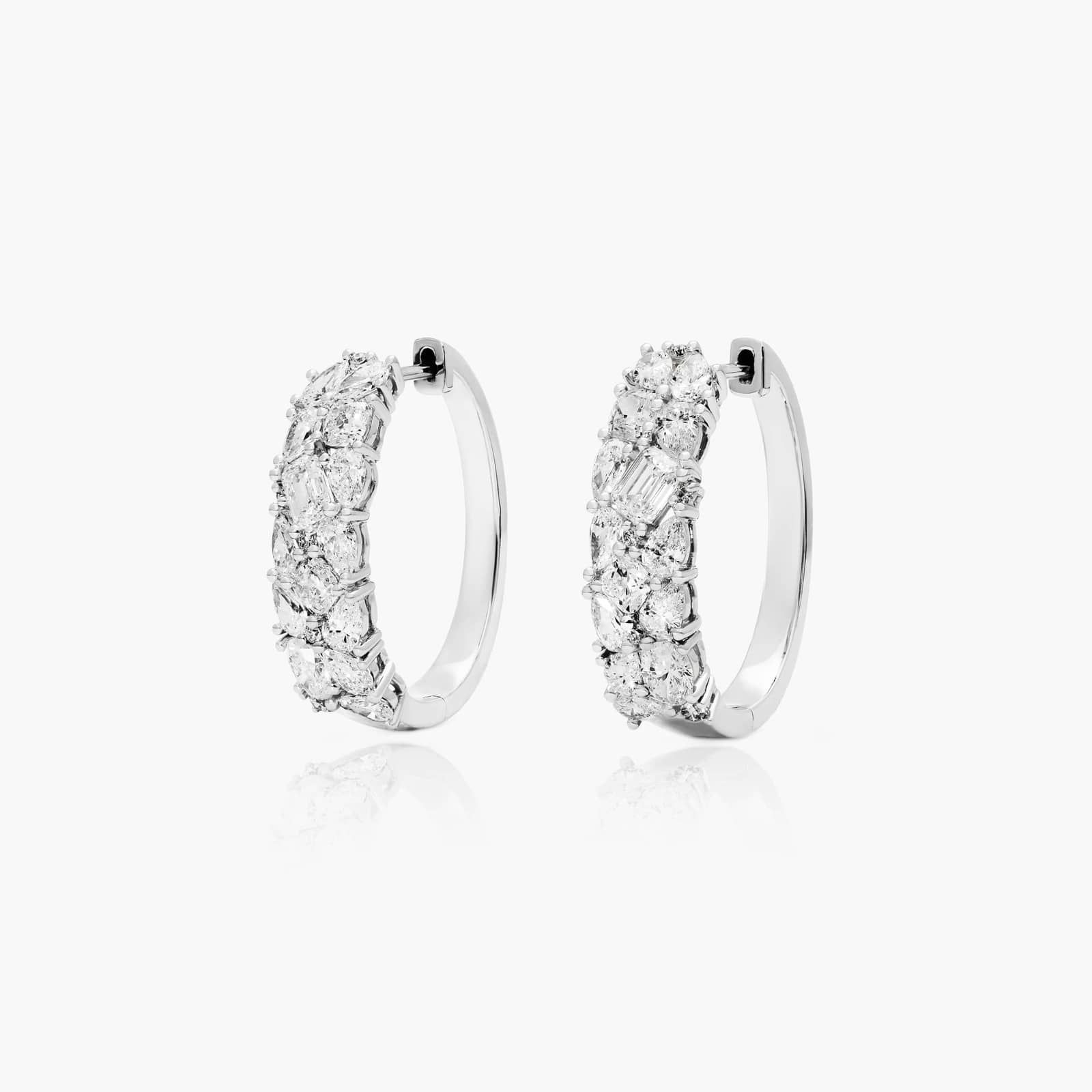 Fancy Scatter Hoop Earrings With Lab-Grown Diamonds In 14K White Gold