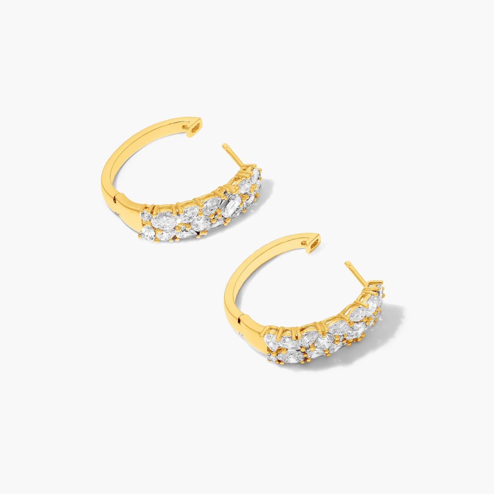 Fancy Scatter Hoop Earrings With Lab-Grown Diamonds In 14K Yellow Gold