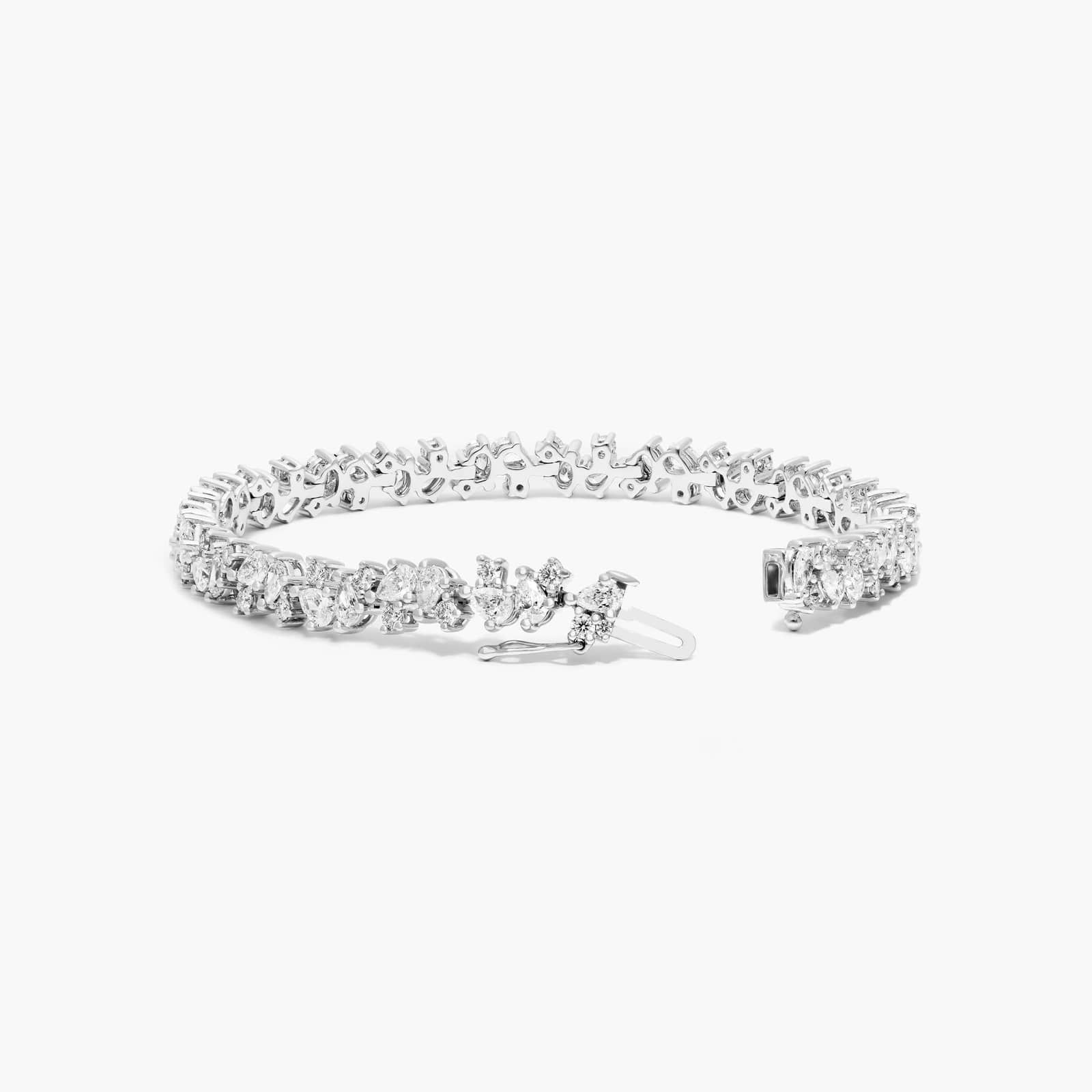 Lab-Grown Diamond Fancy Scatter Tennis Bracelet In 14K White Gold