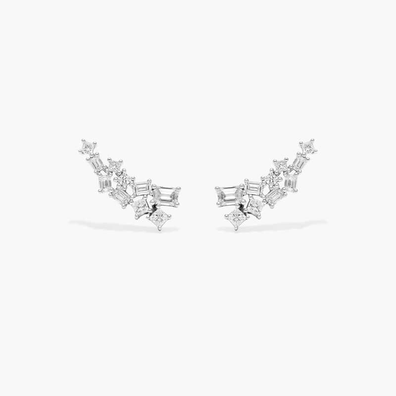Fancy Scatter Lab-Grown Diamond Climber Earrings In 14K White Gold