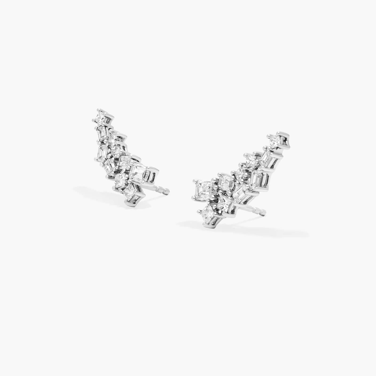 Fancy Scatter Lab-Grown Diamond Climber Earrings In 14K White Gold