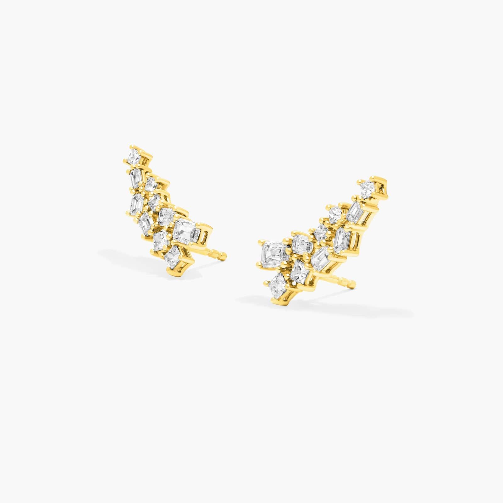 Fancy Scatter Lab-Grown Diamond Climber Earrings In 14K Yellow Gold