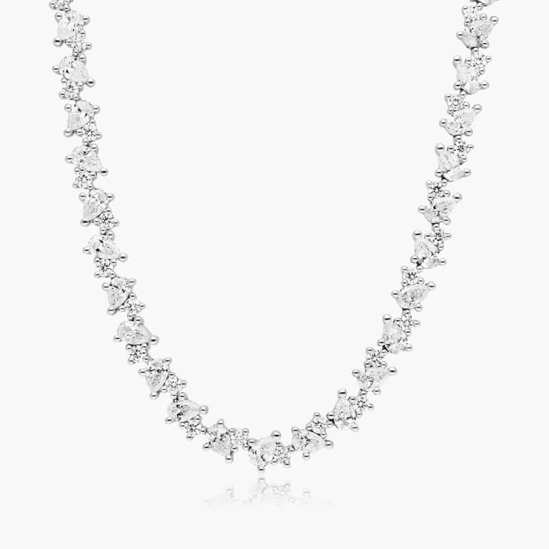 14K White Gold Fancy Mélange Lab-Grown Diamond Tennis Necklace