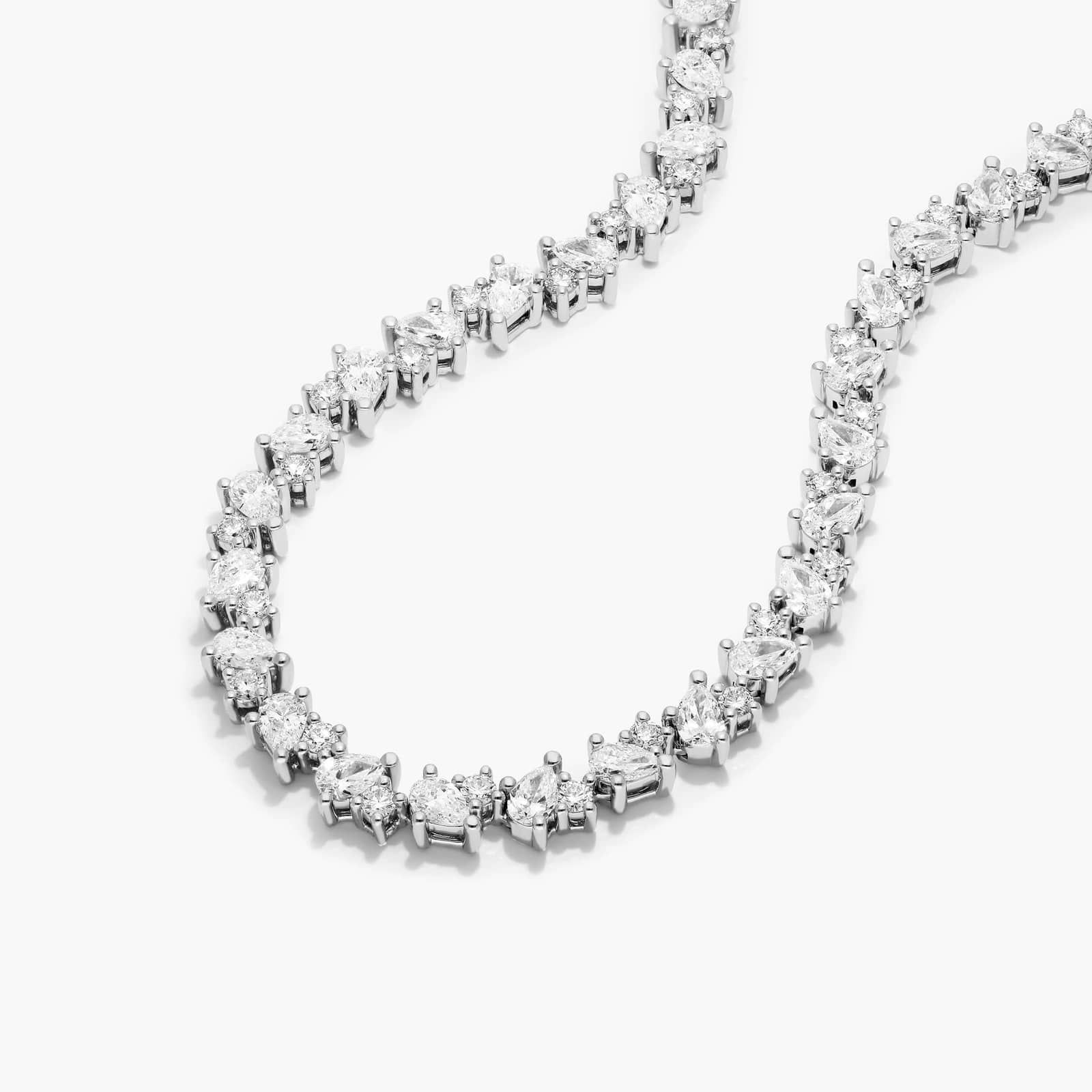 14K White Gold Fancy Mélange Lab-Grown Diamond Tennis Necklace