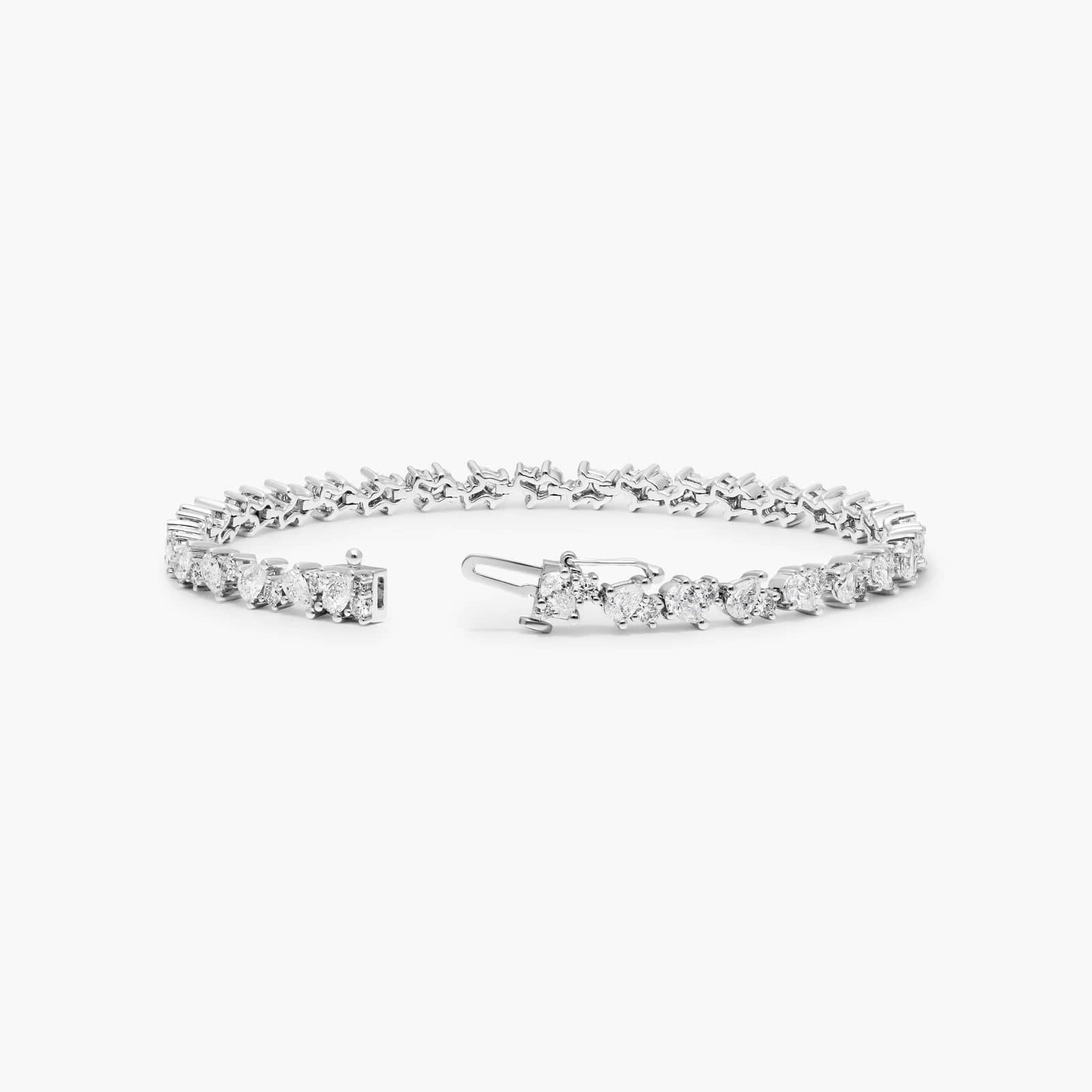 Lab-Grown Diamond Fancy Mélange Tennis Bracelet In 14K White Gold