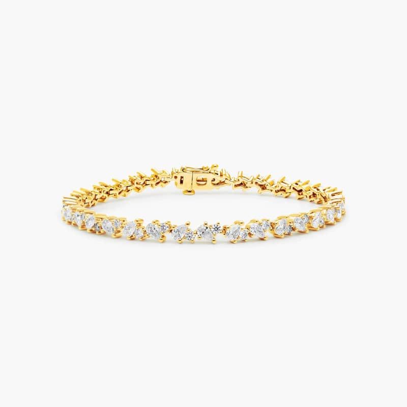 Lab-Grown Diamond Fancy Mélange Tennis Bracelet In 14K Yellow Gold
