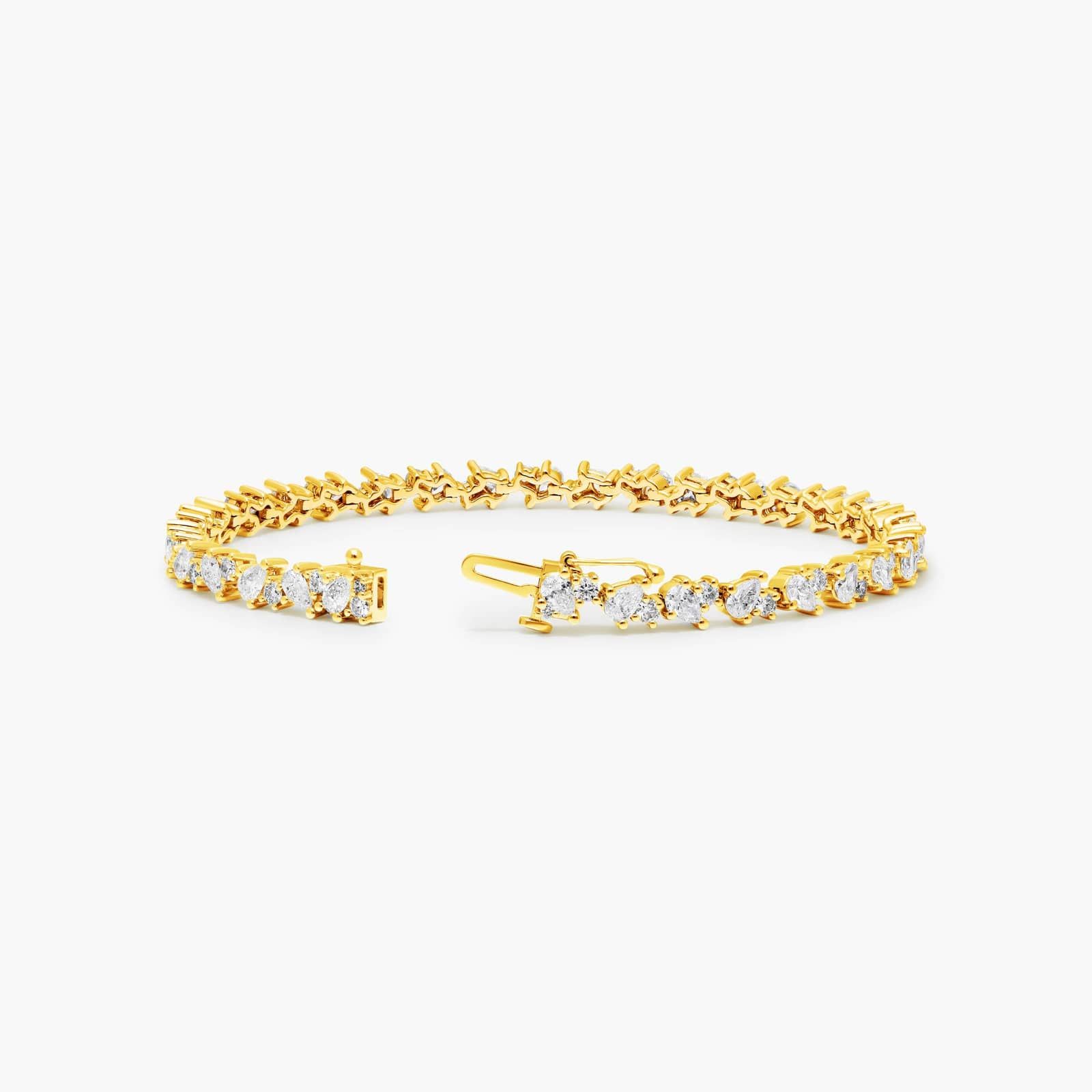 Lab-Grown Diamond Fancy Mélange Tennis Bracelet In 14K Yellow Gold