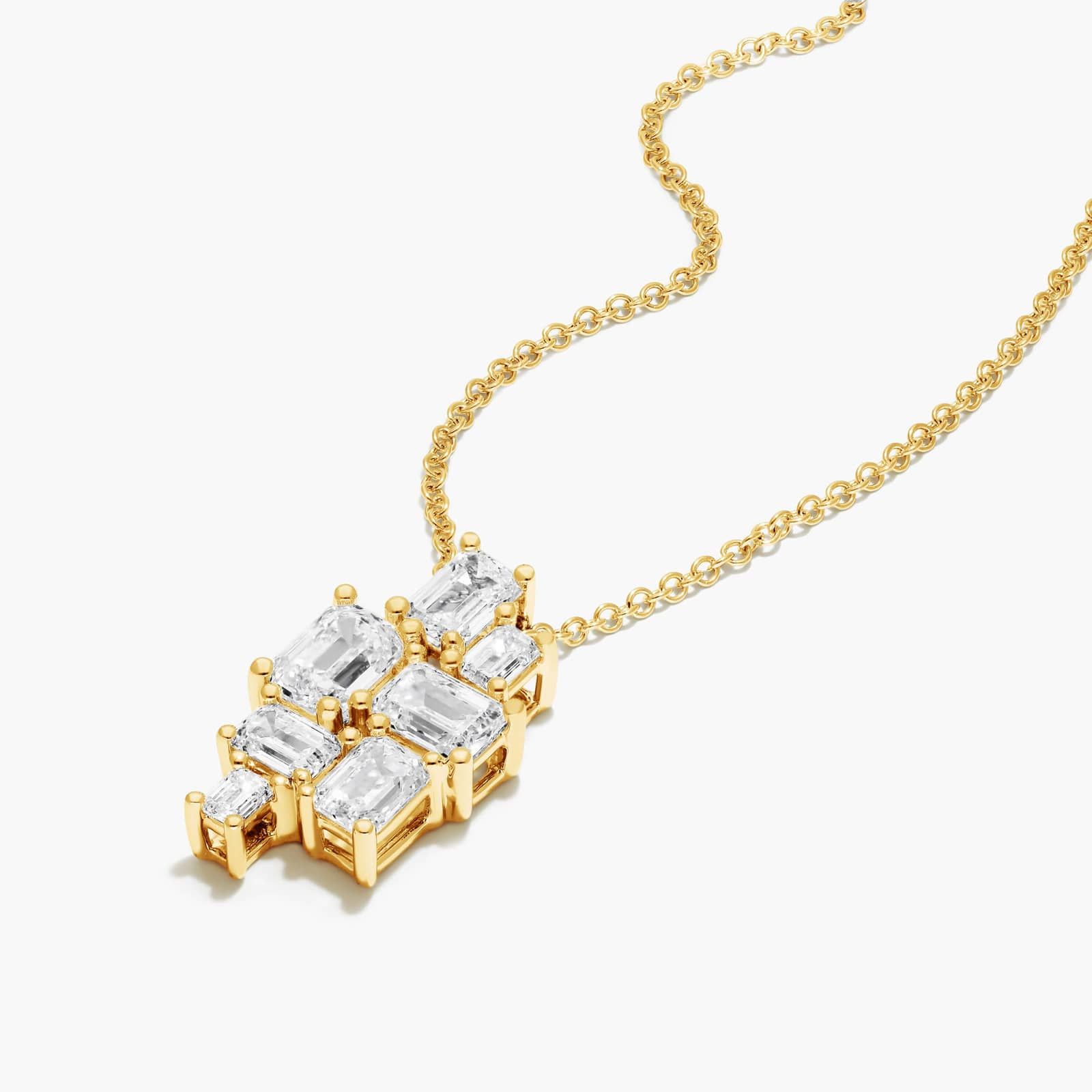 Assemblage Necklace With Emerald Cut Lab-Grown Diamonds In 14K Yellow Gold