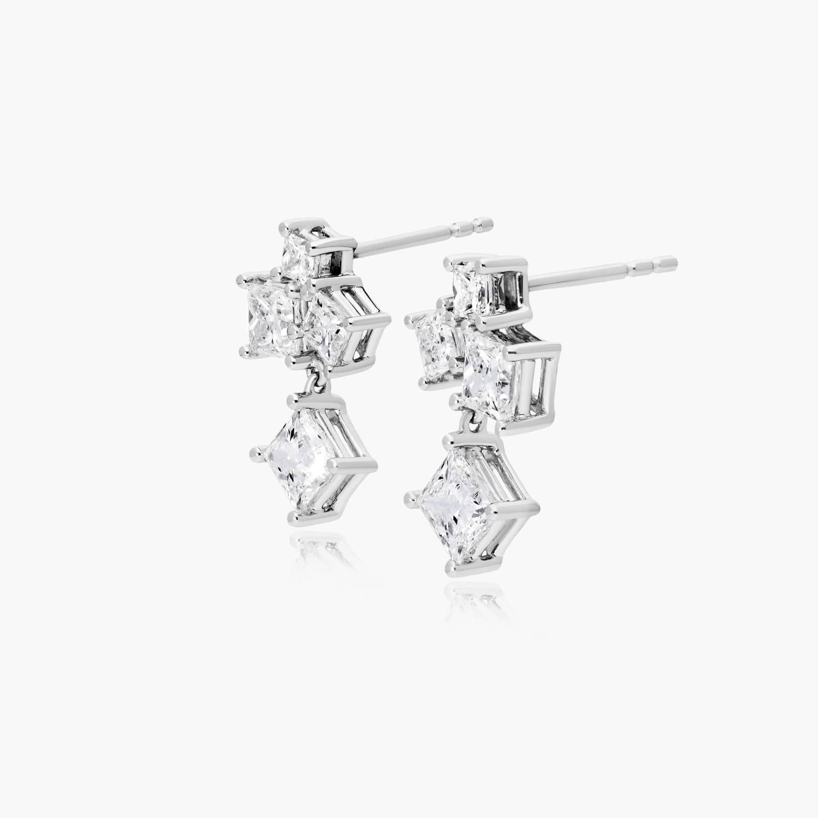 Spritz Diamond Earrings With Princess Cut Lab-Grown Diamonds In 14K White Gold