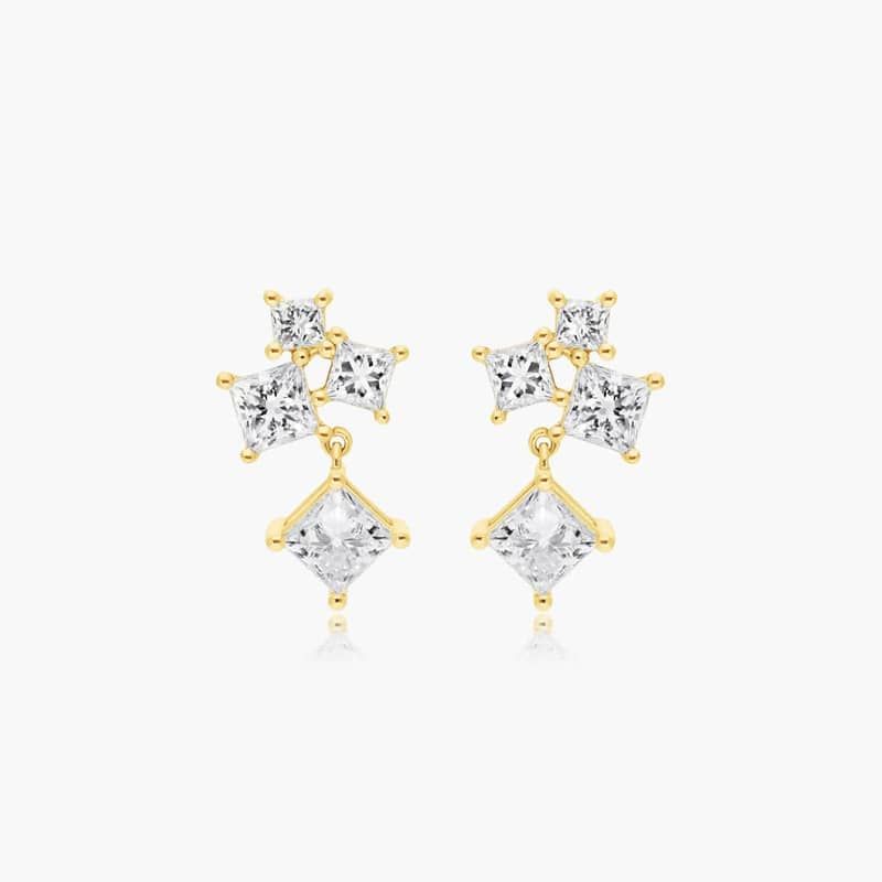 Spritz Princess Cut Lab-Grown Diamond Earrings In 14K Yellow Gold