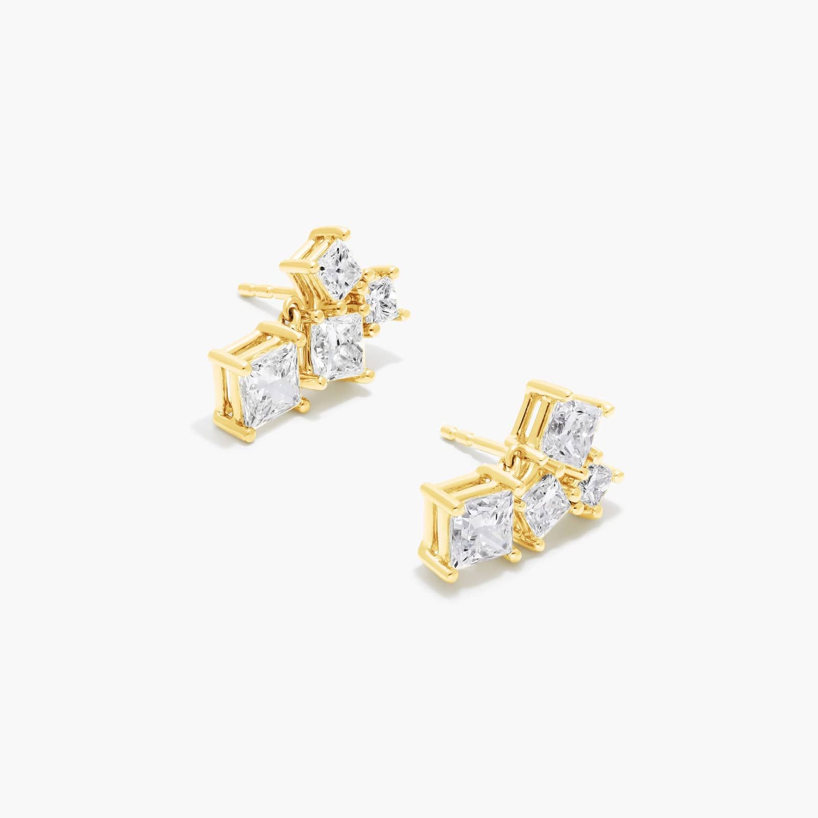 Spritz Princess Cut Lab-Grown Diamond Earrings In 14K Yellow Gold