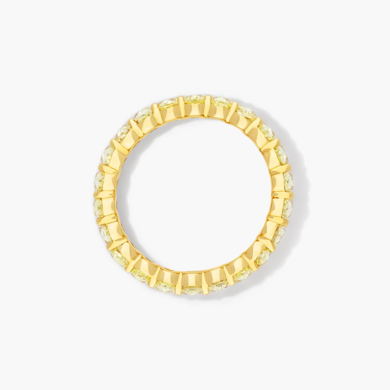Fancy Yellow Oval Cut Diamond Eternity Ring In 14K Yellow Gold