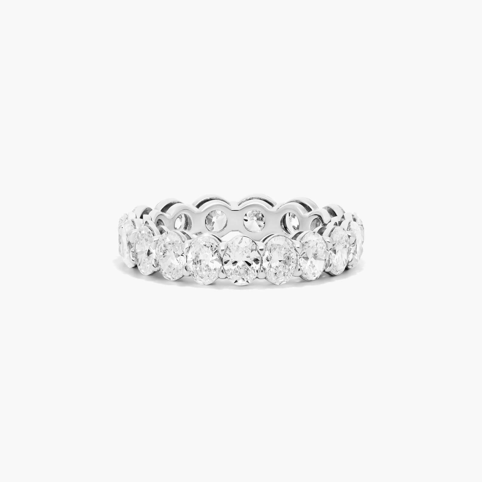 Half Round And Half Oval Cut Diamond Eternity Ring In 14K White Gold