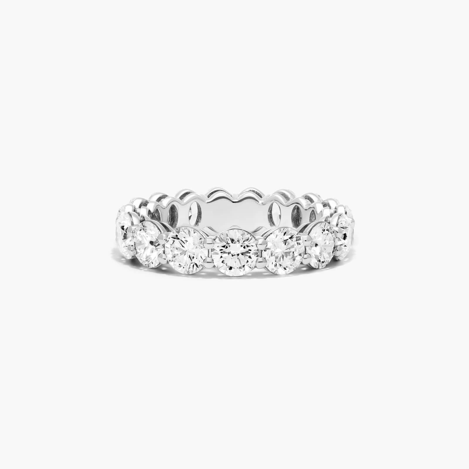 Half Round And Half Oval Cut Diamond Eternity Ring In 14K White Gold