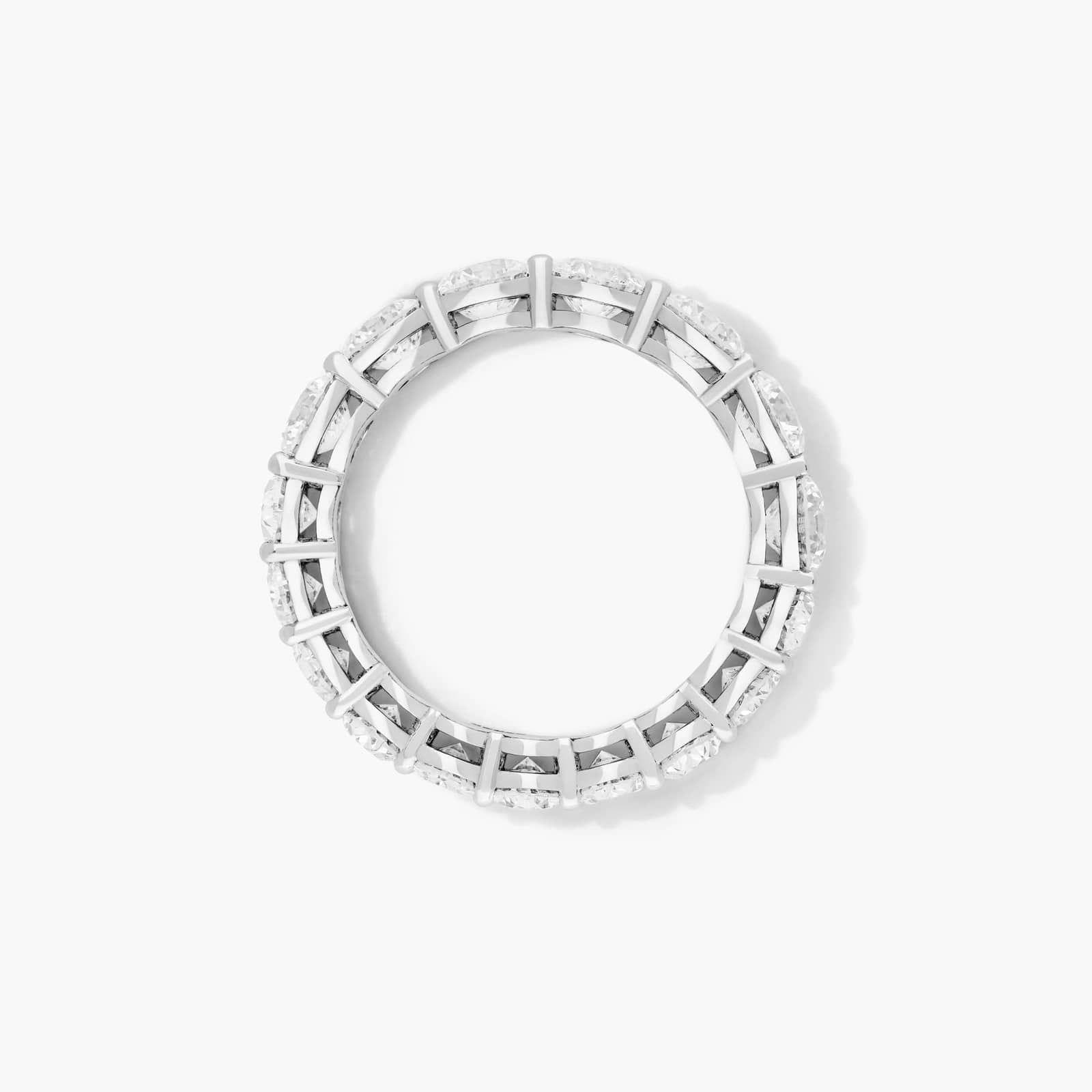 Half Round And Half Oval Cut Diamond Eternity Ring In 14K White Gold