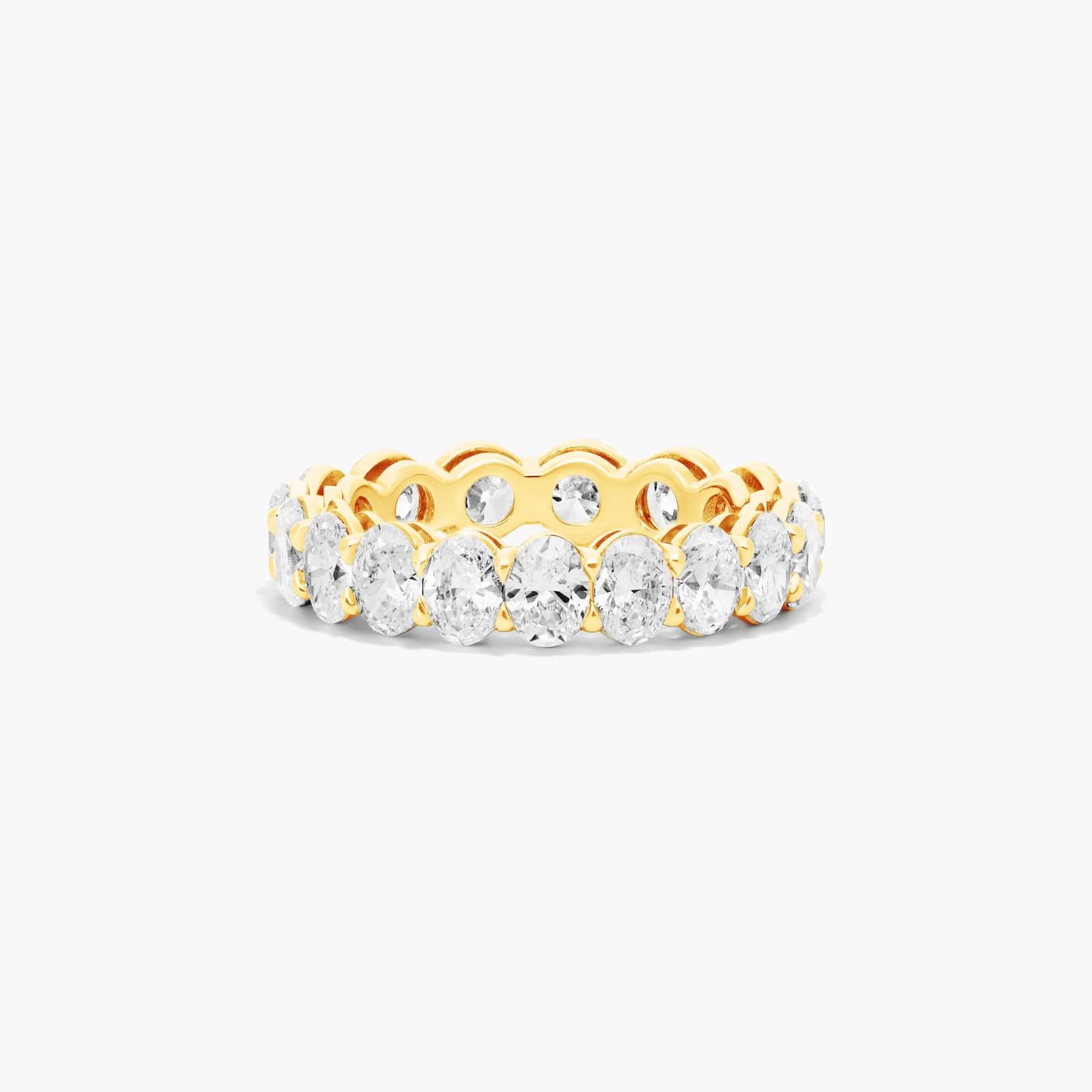 Half Round And Half Oval Cut Diamond Eternity Ring In 14K Yellow Gold