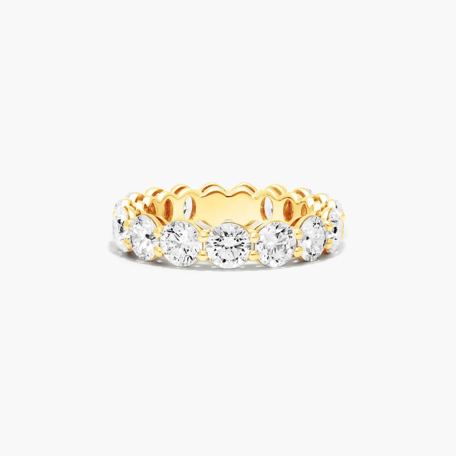 Half Round And Half Oval Cut Diamond Eternity Ring In 14K Yellow Gold