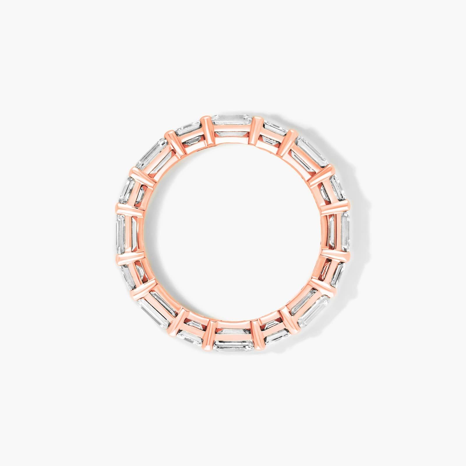 Alternating Emerald And Asscher Cut Diamond Eternity Ring In 14K Rose Gold