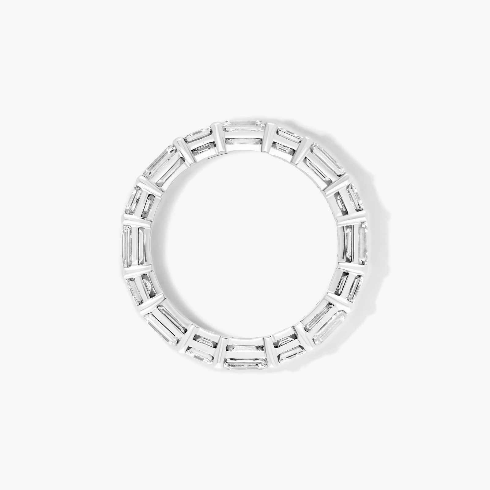 Alternating Emerald And Asscher Cut Diamond Eternity Ring In 14K White Gold