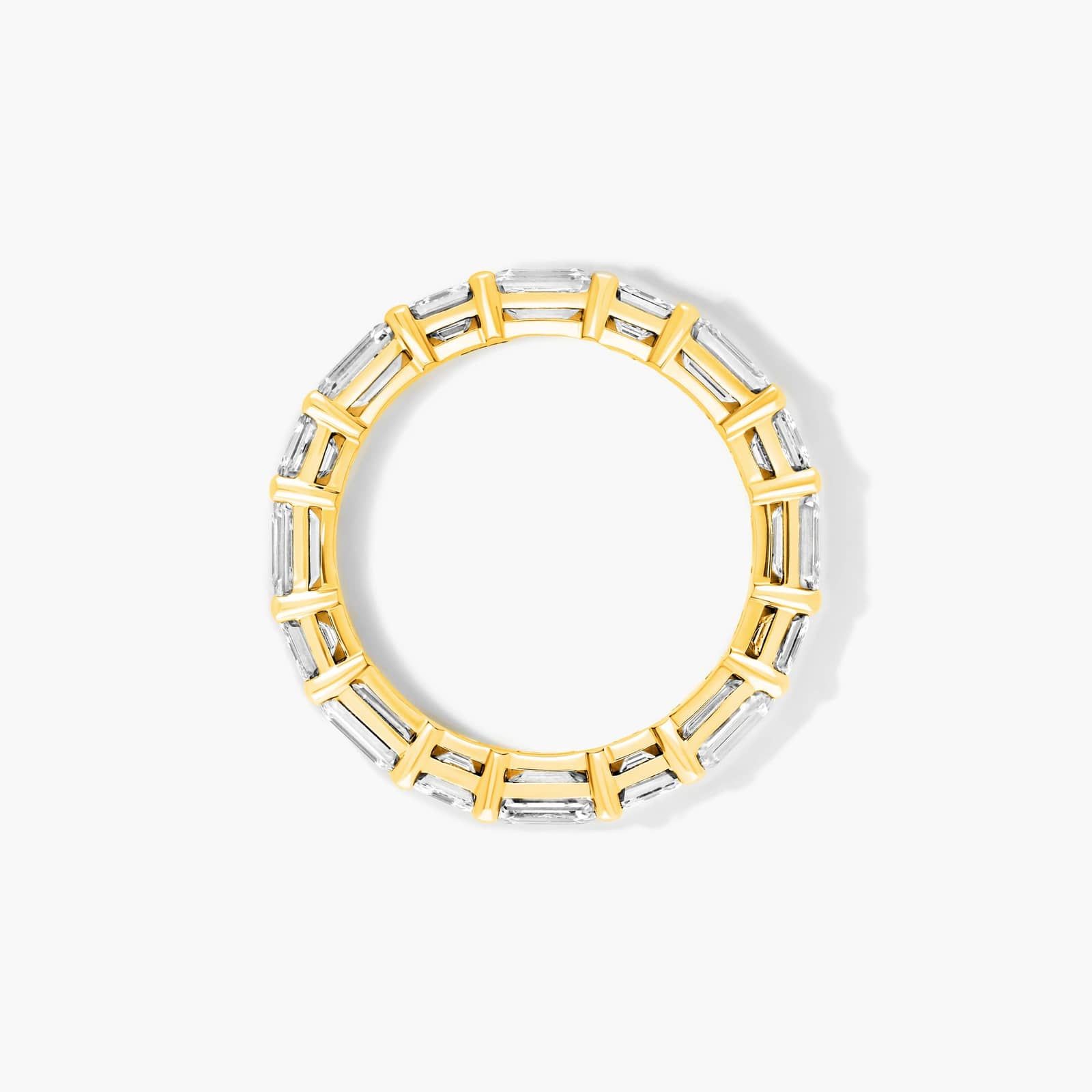 Alternating Emerald And Asscher Cut Diamond Eternity Ring In 14K Yellow Gold