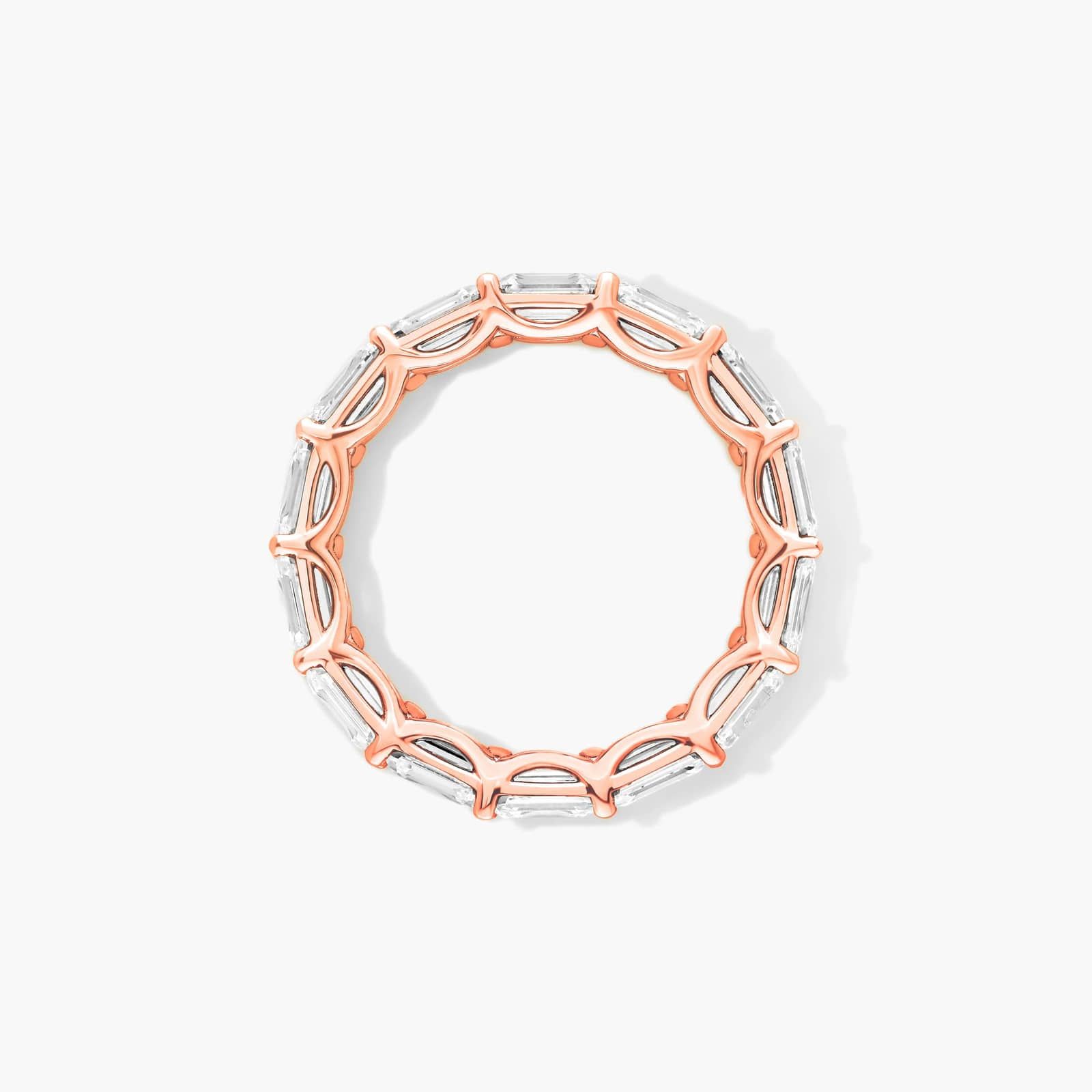 East-West Emerald Cut Diamond Eternity Ring In 14K Rose Gold