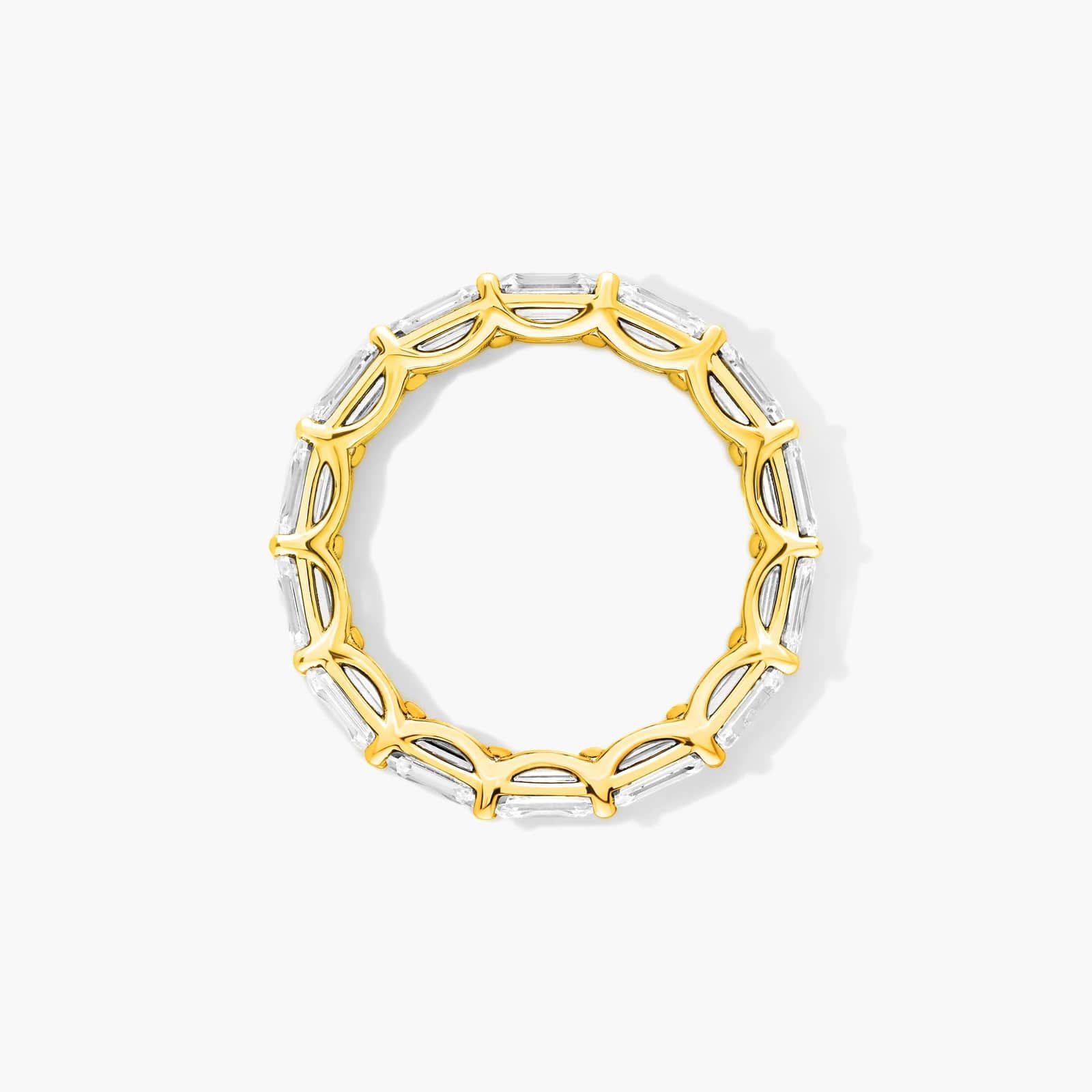 East-West Emerald Cut Diamond Eternity Ring In 14K Yellow Gold