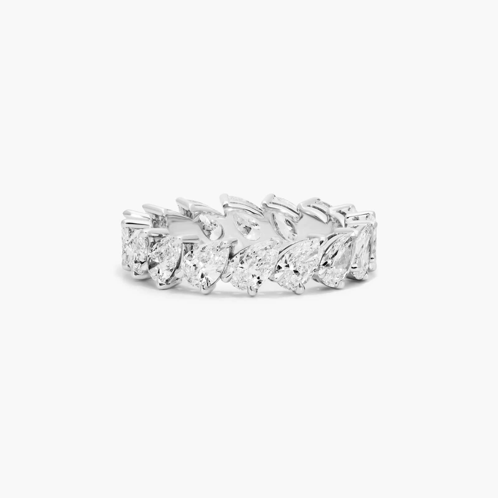 Diagonal Pear Shape Diamond Eternity Ring In 14K White Gold