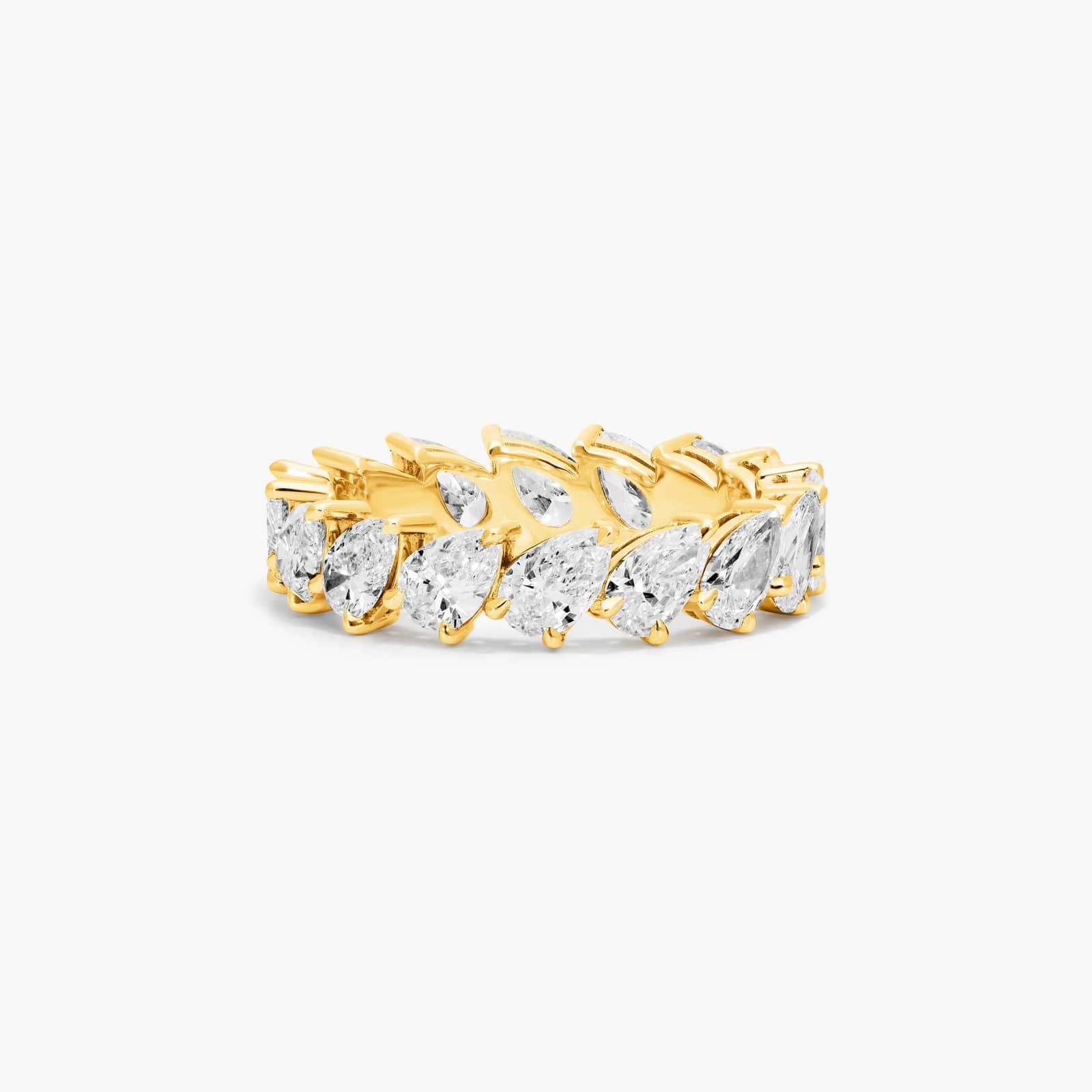 Diagonal Pear Shape Diamond Eternity Ring In 14K Yellow Gold