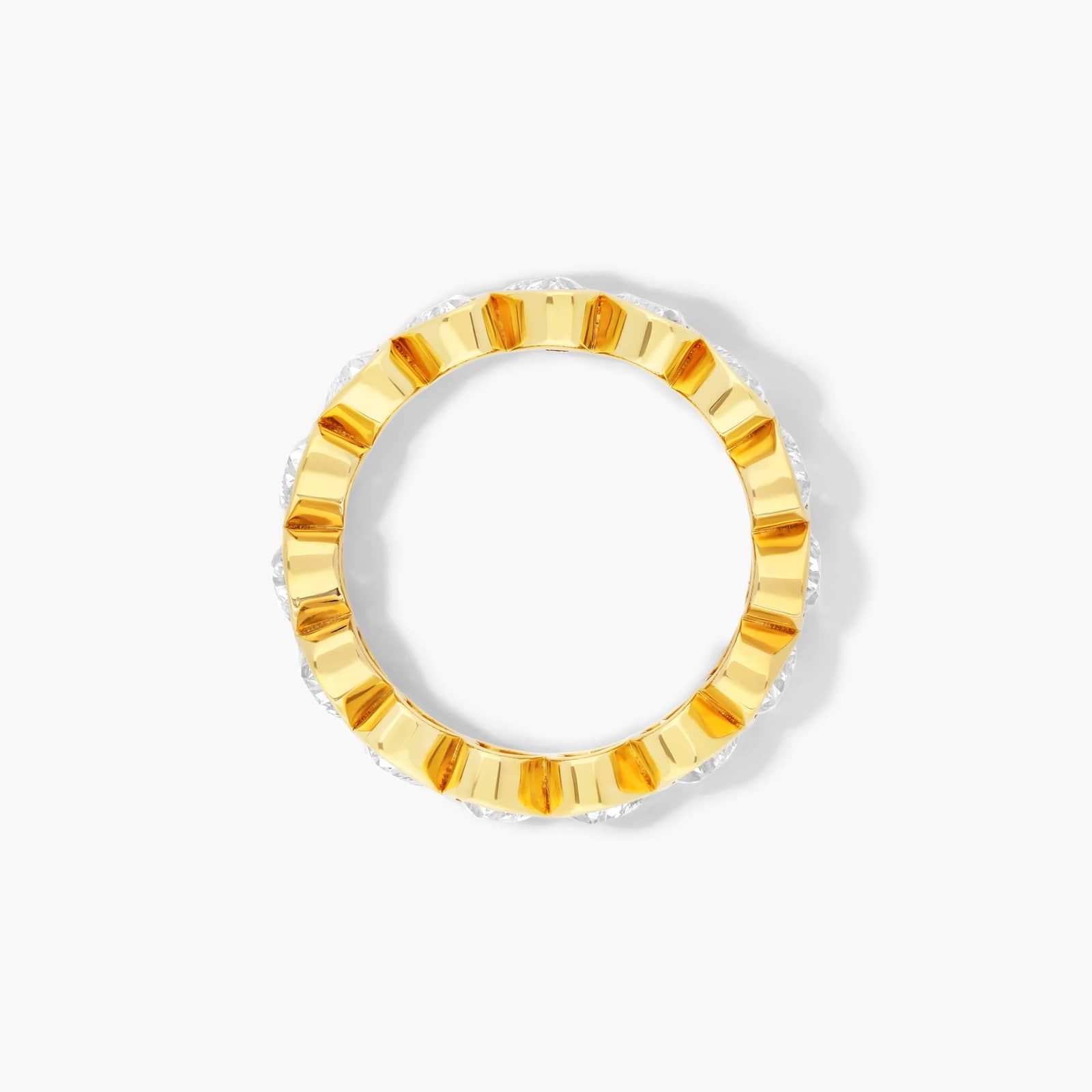 Heart Shaped Bezel Diamond Eternity Ring In 14K Yellow Gold