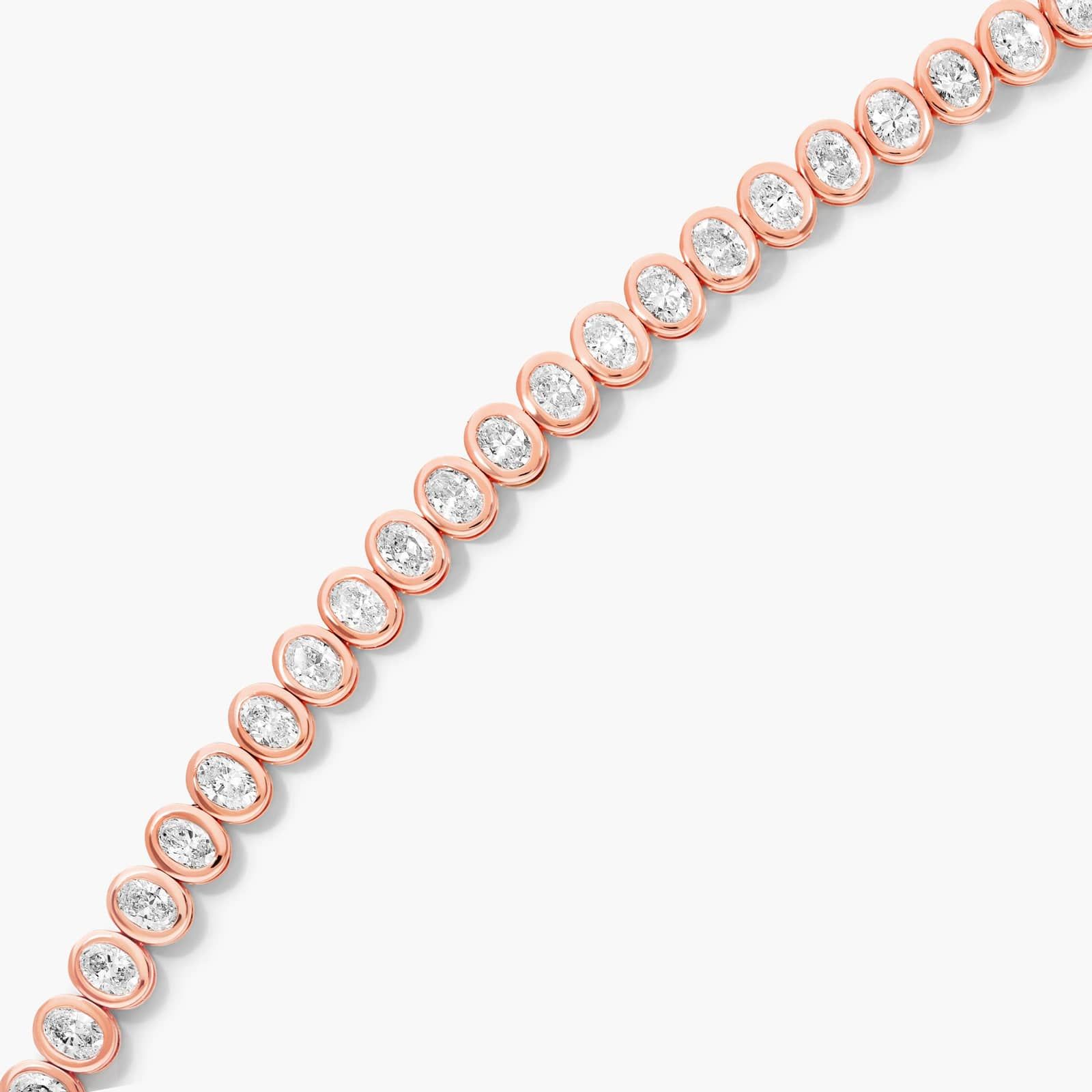 Bezel Tennis Bracelet With Oval Cut Diamonds In 14K Rose Gold
