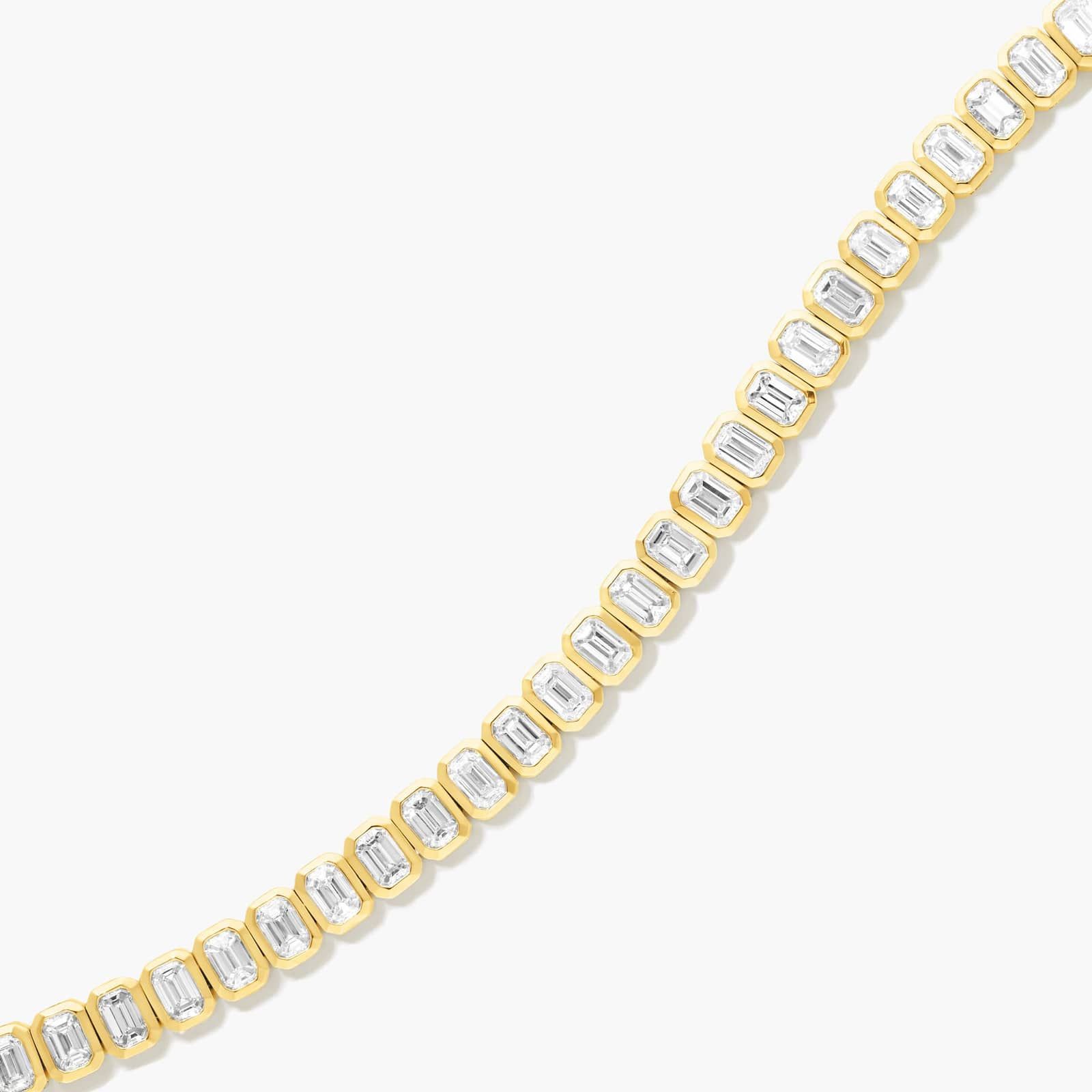 Bezel Tennis Bracelet With Emerald Cut Lab-Grown Diamonds In 14K Yellow Gold
