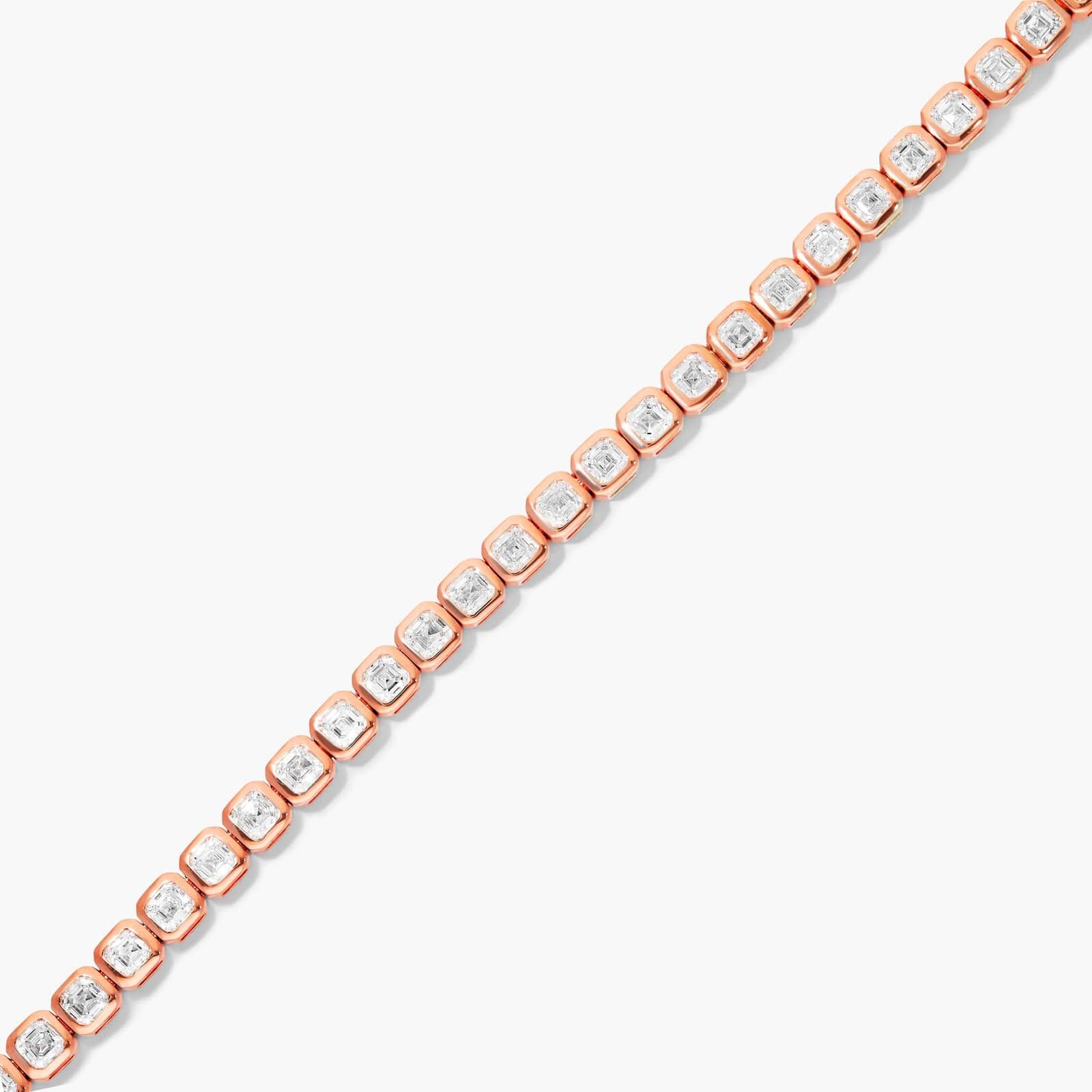 Bezel Tennis Bracelet With Asscher Cut Lab-Grown Diamonds In 14K Rose Gold