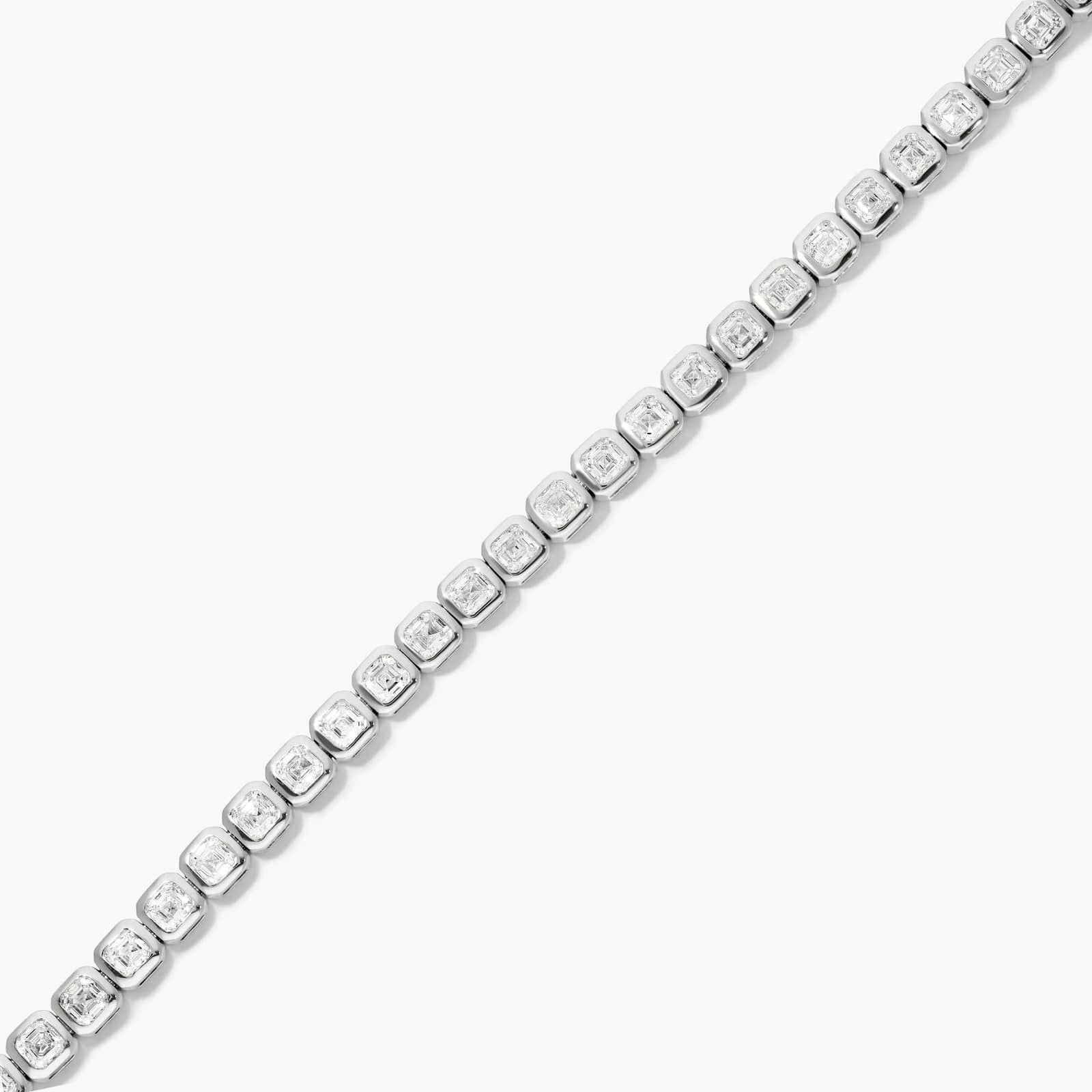 Bezel Tennis Bracelet With Asscher Cut Lab-Grown Diamonds In 14K White Gold
