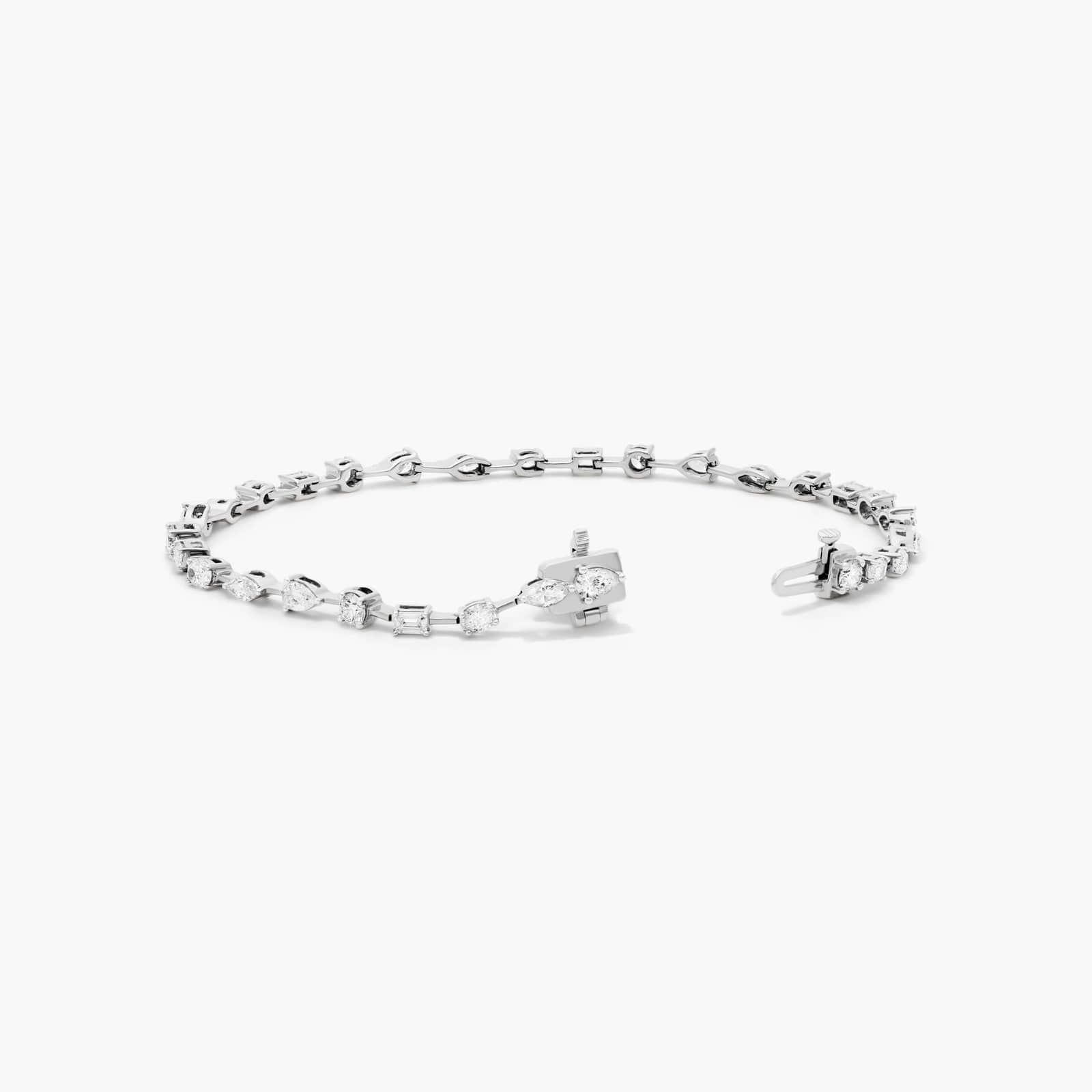Petite Mix Shapes Diamond Tennis Bracelet In 14K White Gold