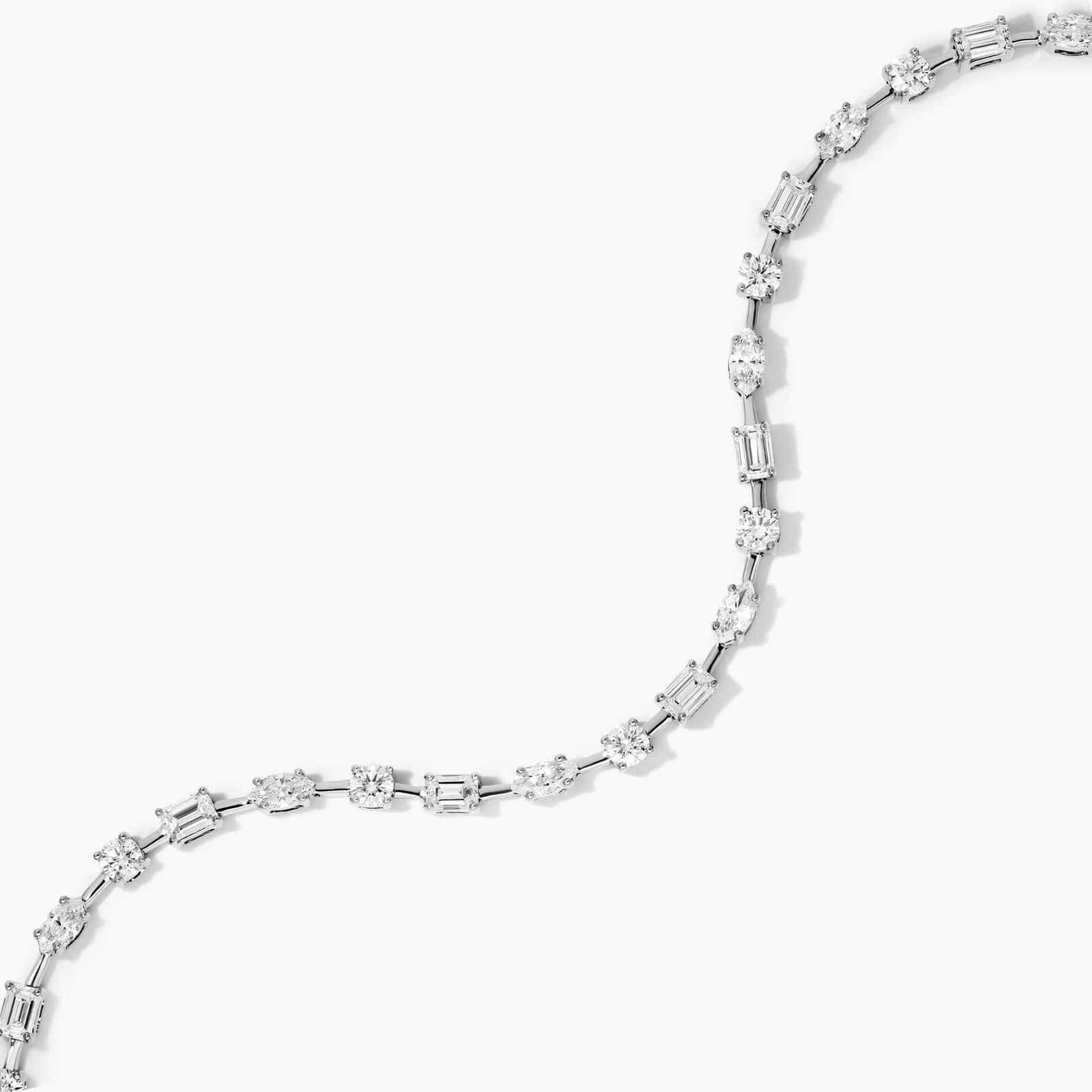 Petite Mix Shapes Diamond Tennis Bracelet In 14K White Gold