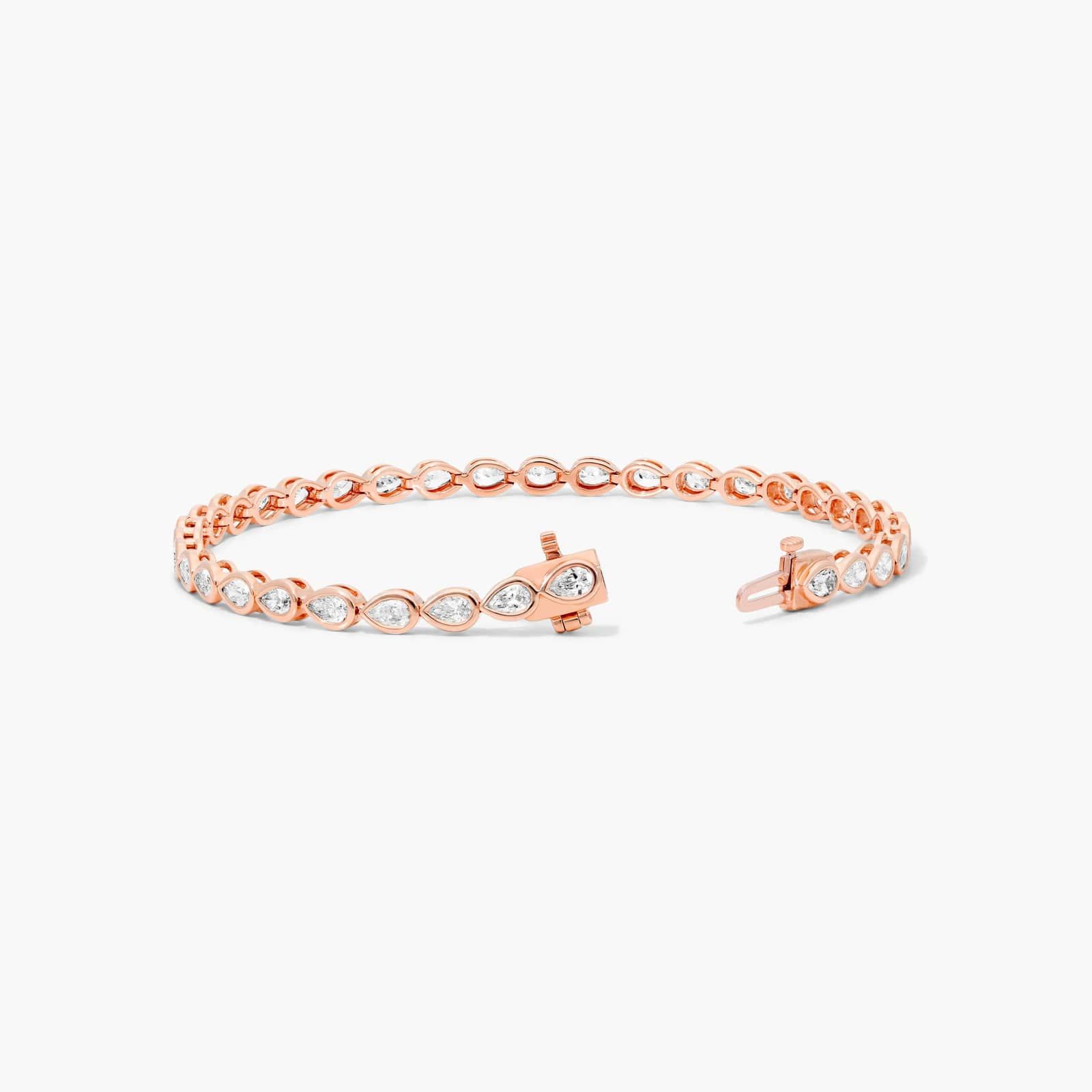 Bezel Tennis Bracelet With Pear Cut Lab-Grown Diamonds In 14K Rose Gold