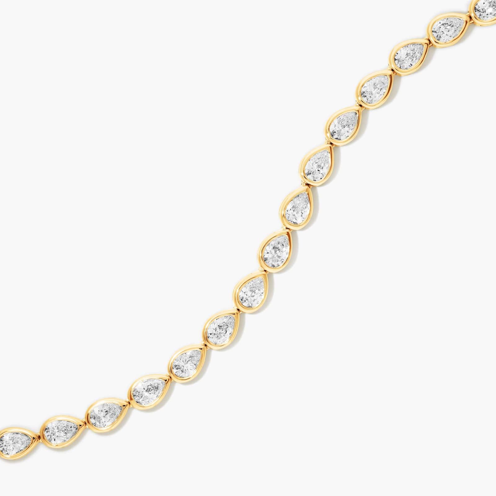 Bezel Tennis Bracelet With Pear Cut Lab-Grown Diamonds In 14K Yellow Gold