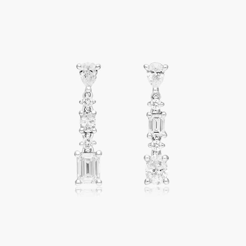 Fancy Spectacle Lab-Grown Diamond Drop Earrings In 14K White Gold