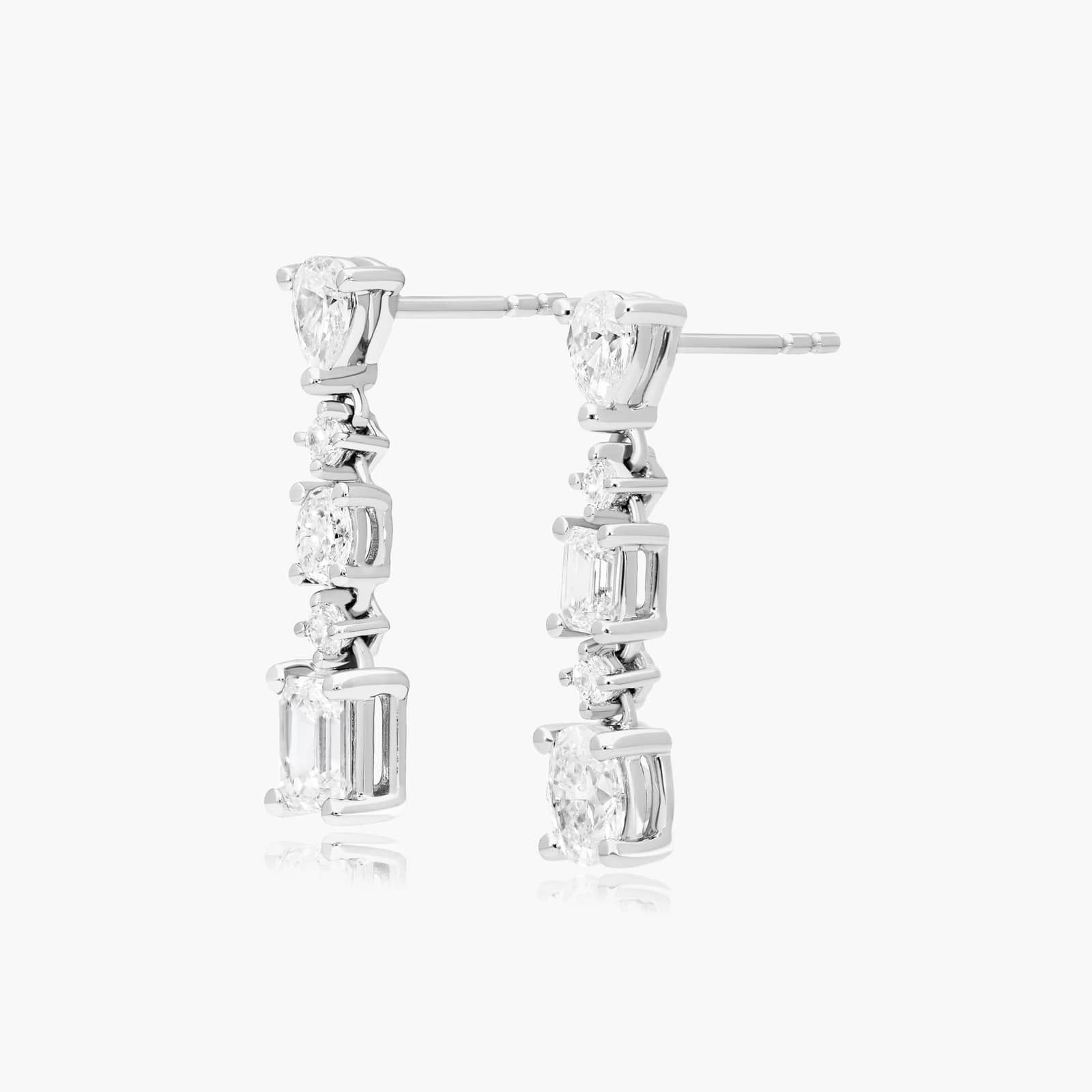 Fancy Spectacle Lab-Grown Diamond Drop Earrings In 14K White Gold