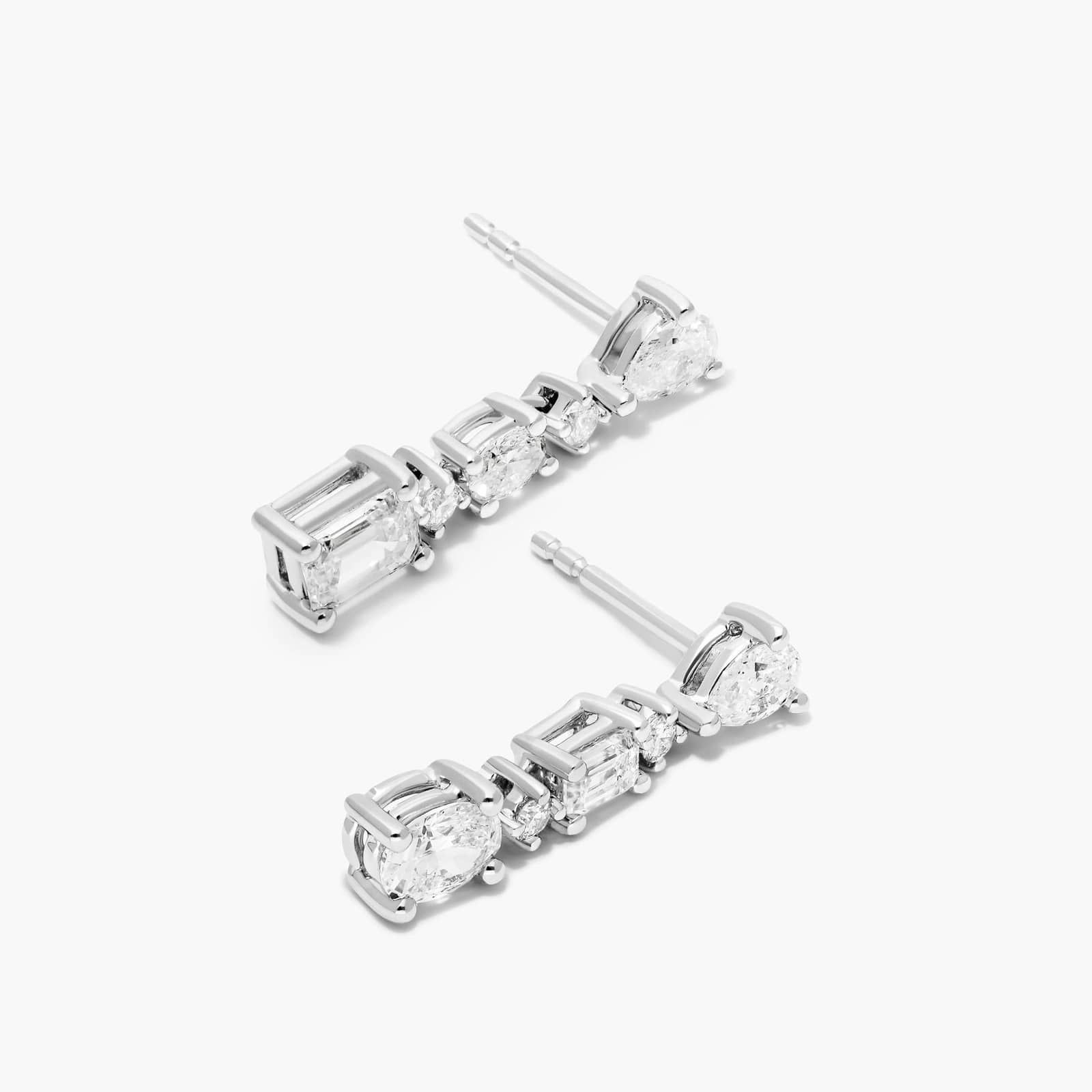 Fancy Spectacle Lab-Grown Diamond Drop Earrings In 14K White Gold