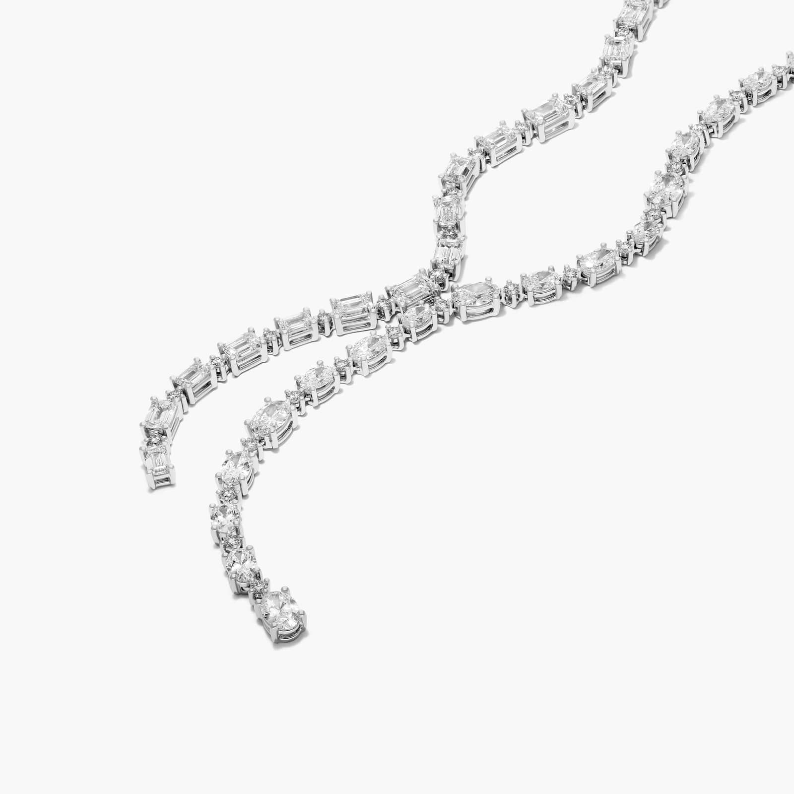 14K White Gold Cascading Lab-Grown Diamond Lariat Necklace