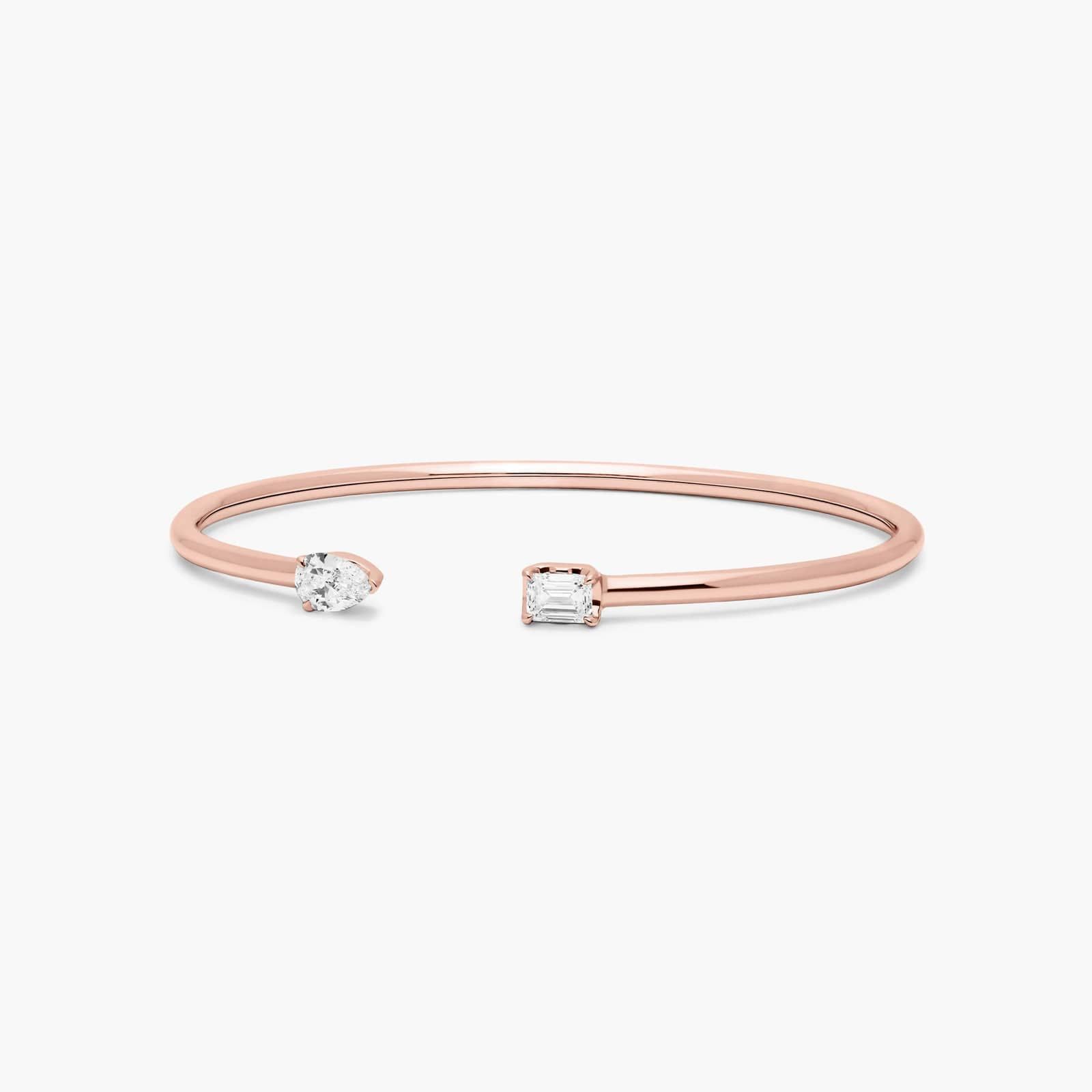 14K Rose Gold Pear and Emerald Cut Lab-Grown Diamond Cuff Bracelet
