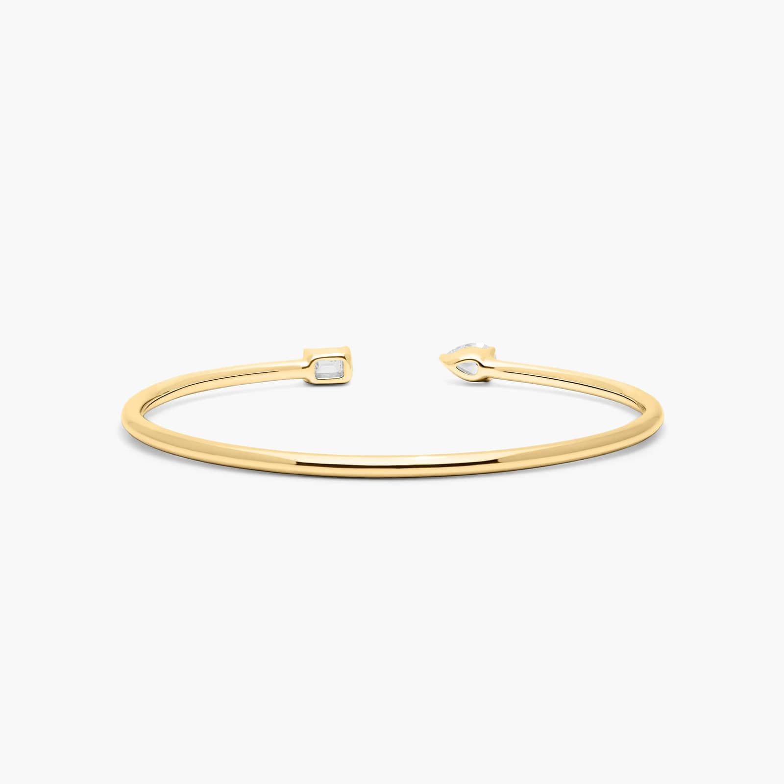 14K Yellow Gold Pear and Emerald Cut Lab-Grown Diamond Cuff Bracelet