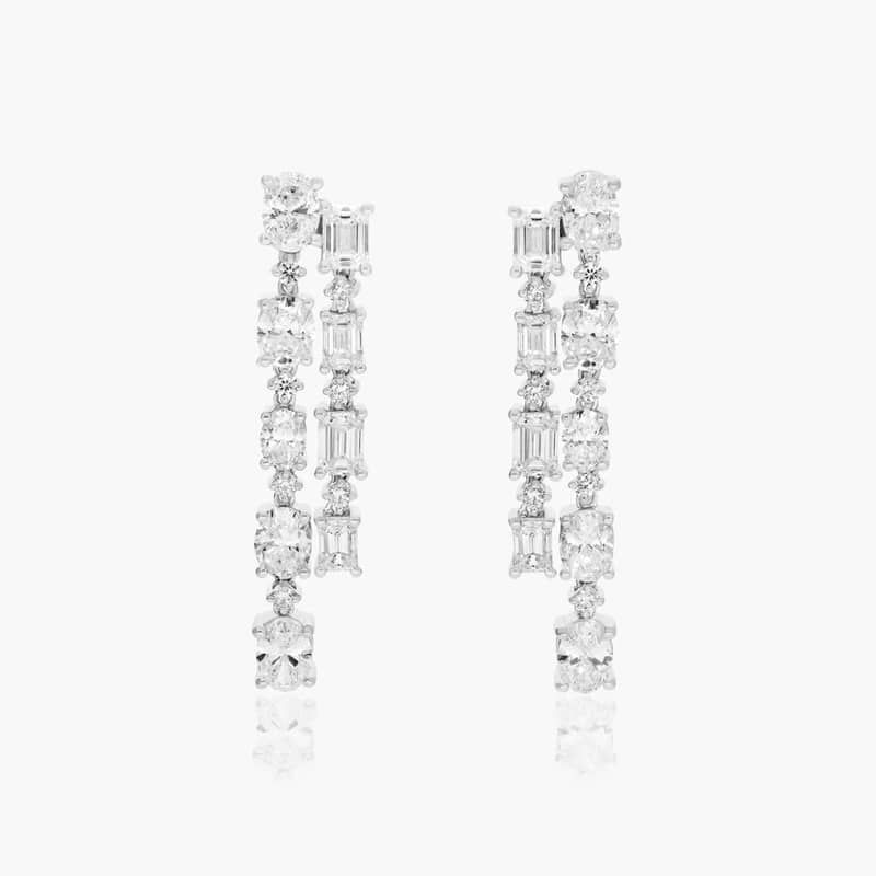 Cascading Lab-Grown Diamond Earrings In 14K White Gold