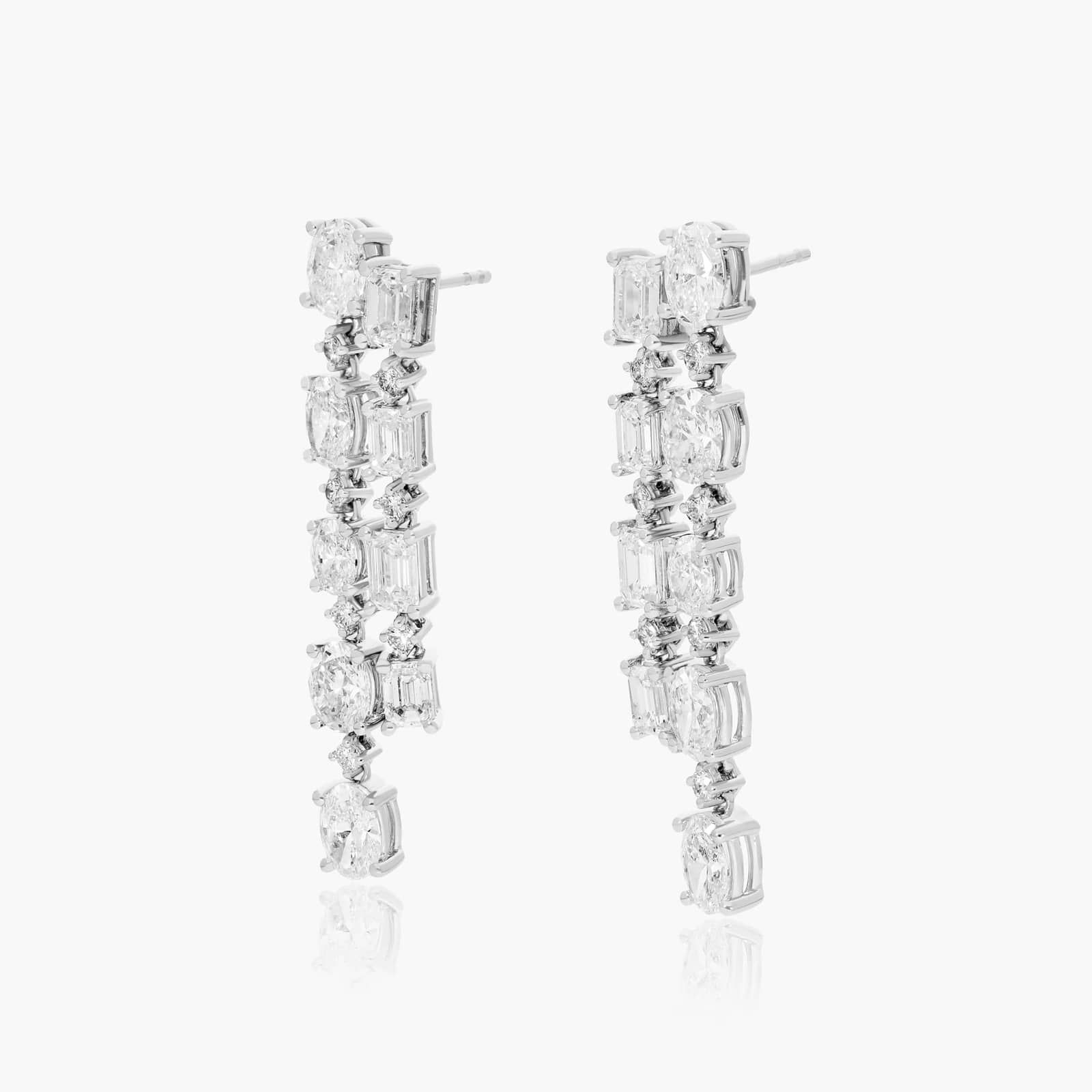 Cascading Lab-Grown Diamond Earrings In 14K White Gold