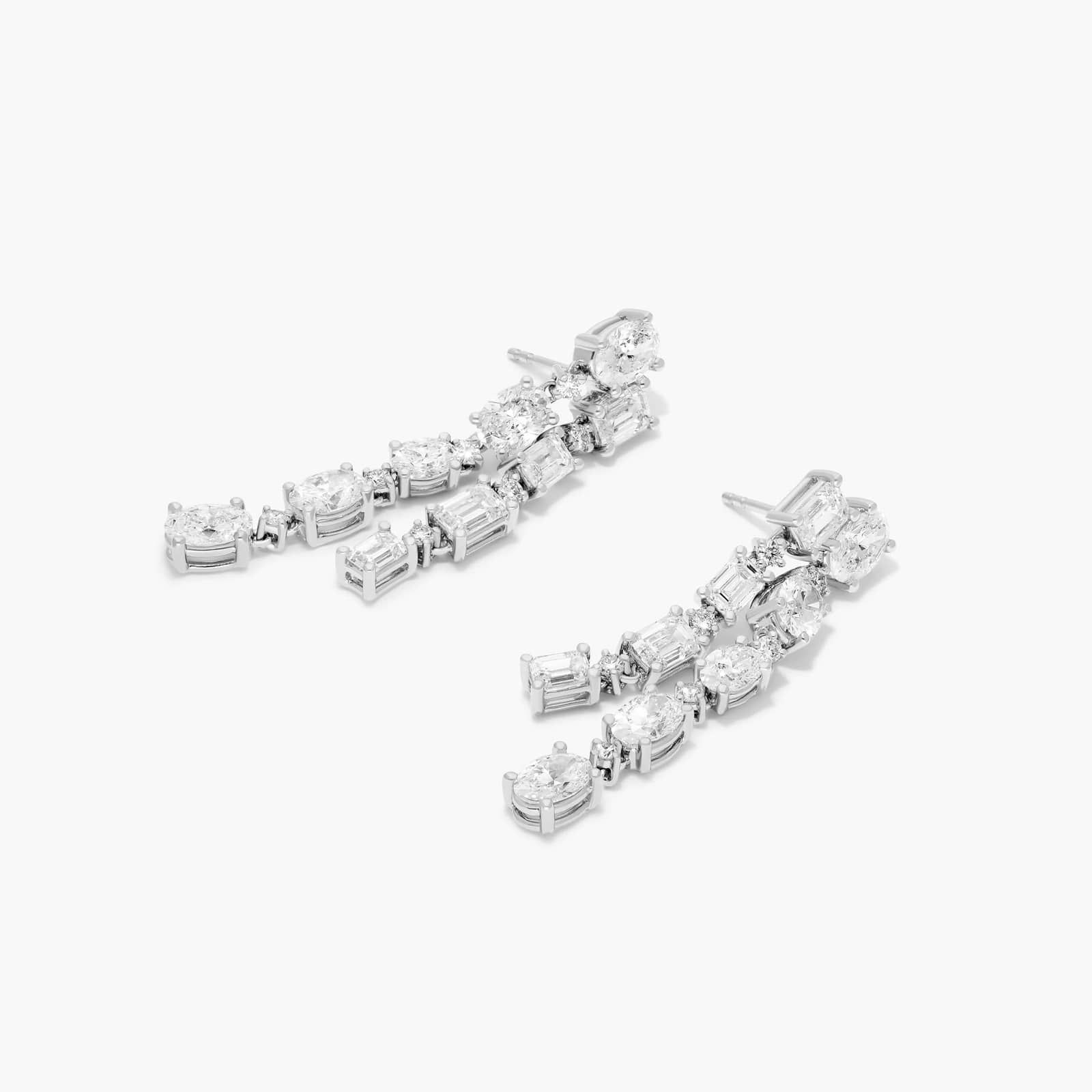 Cascading Lab-Grown Diamond Earrings In 14K White Gold